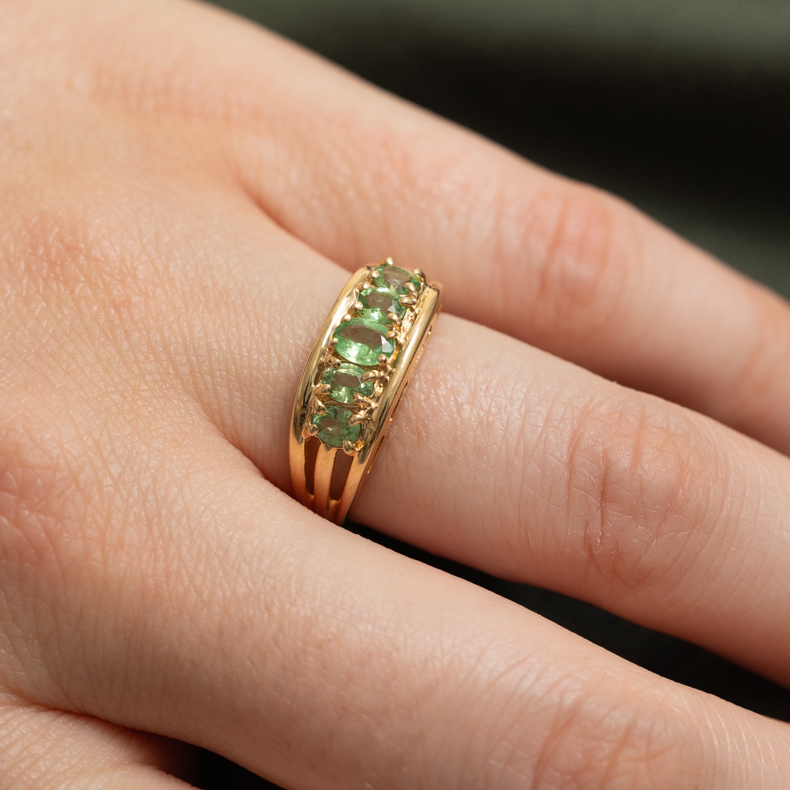 Five Stone Tsavorite Garnet Ring | 0.85ctw | SZ 7