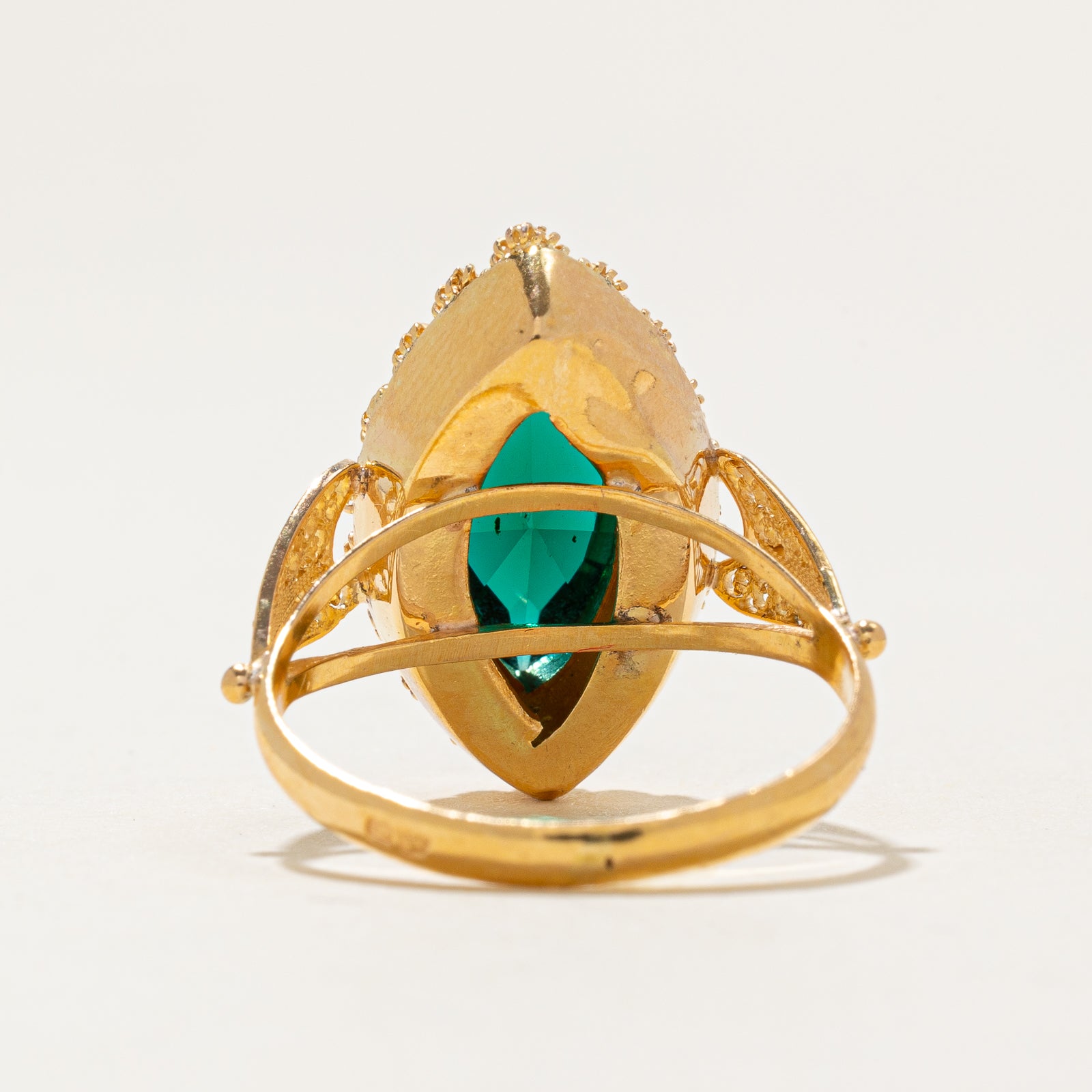 Vintage Portuguese Pasté Glass Navette Ring | 2.50ct | SZ 7.75