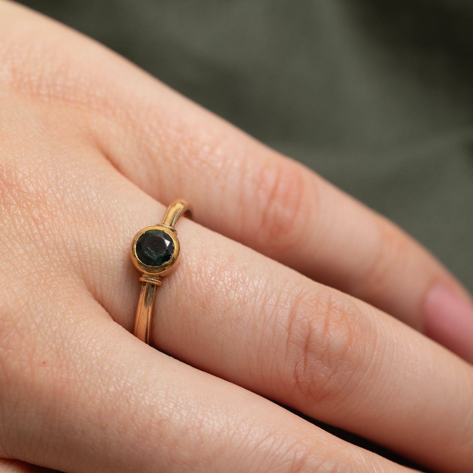 Bezel Set Green Sapphire Ring | 0.85ct | SZ 7.75