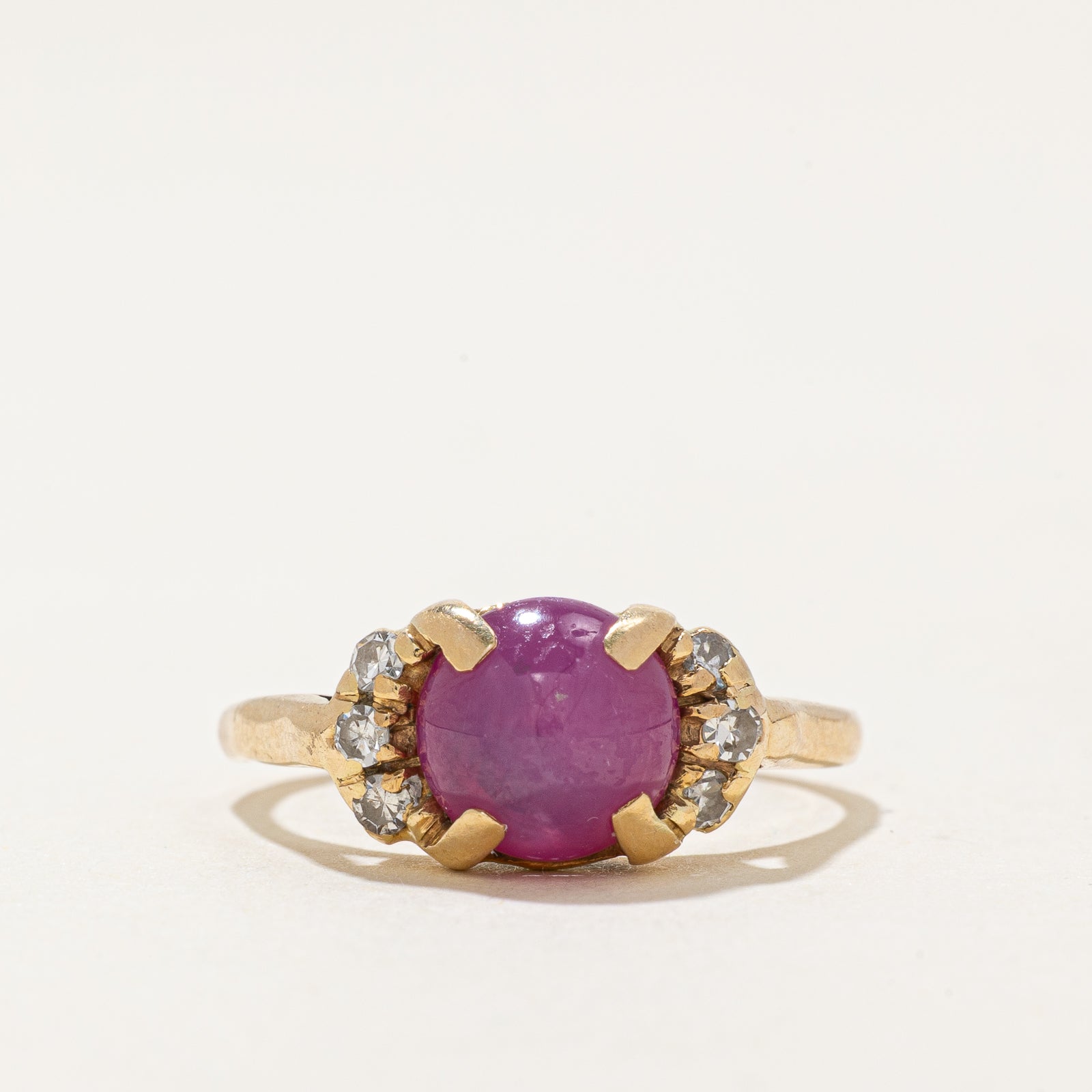 Synthetic Star Ruby & Diamond Ring | 1.80ct, 0.10ctw | SZ 5.5