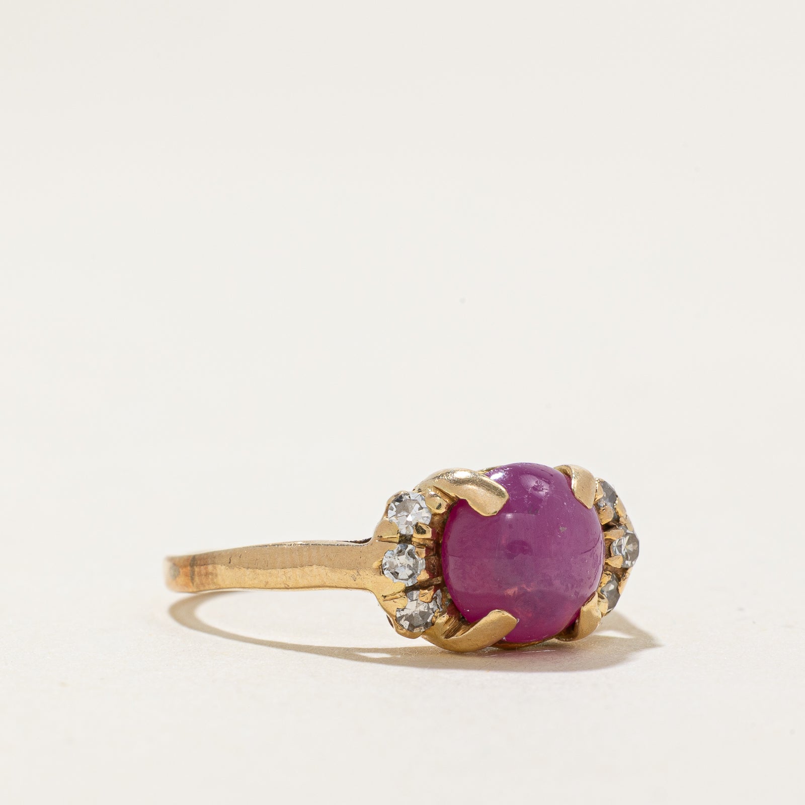 Synthetic Star Ruby & Diamond Ring | 1.80ct, 0.10ctw | SZ 5.5