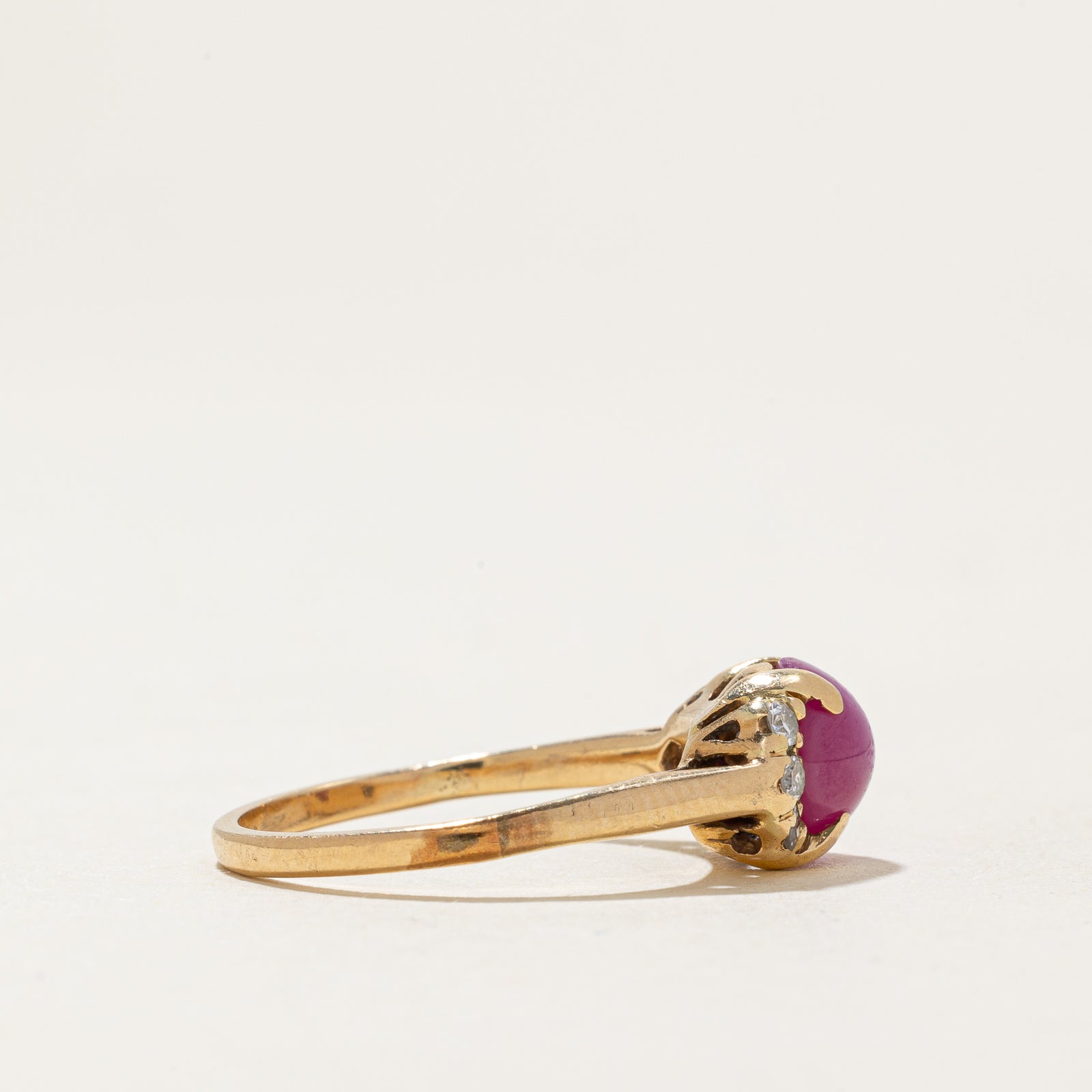 Synthetic Star Ruby & Diamond Ring | 1.80ct, 0.10ctw | SZ 5.5