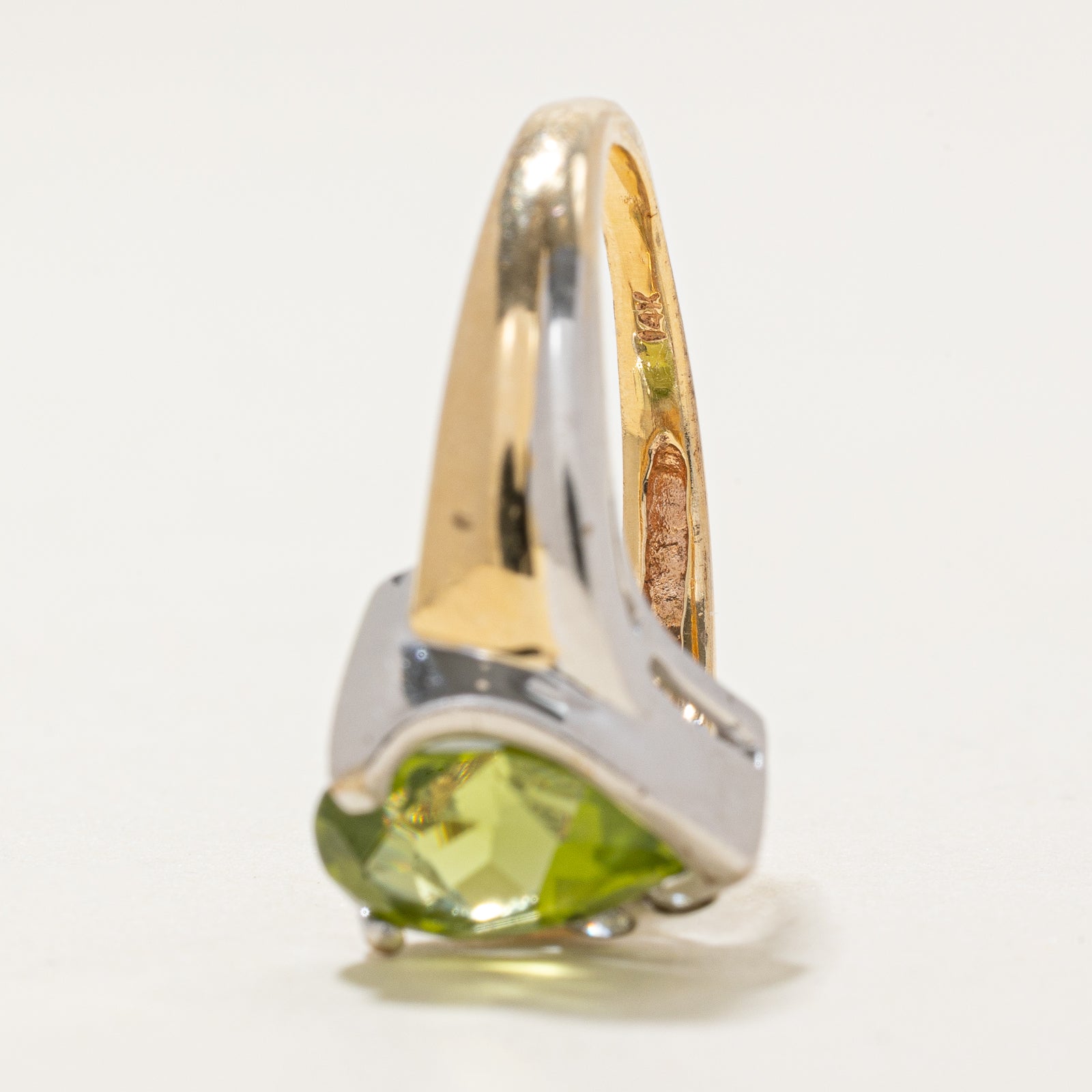 Pear Cut Peridot & Diamond Bypass Ring | 2.00ct, 0.04ctw | SZ 6