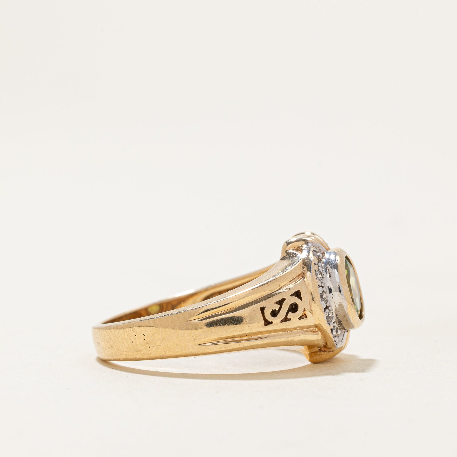 Peridot & Diamond Semi Halo Ring | 0.10ctw | 1.00ct | SZ 8.25