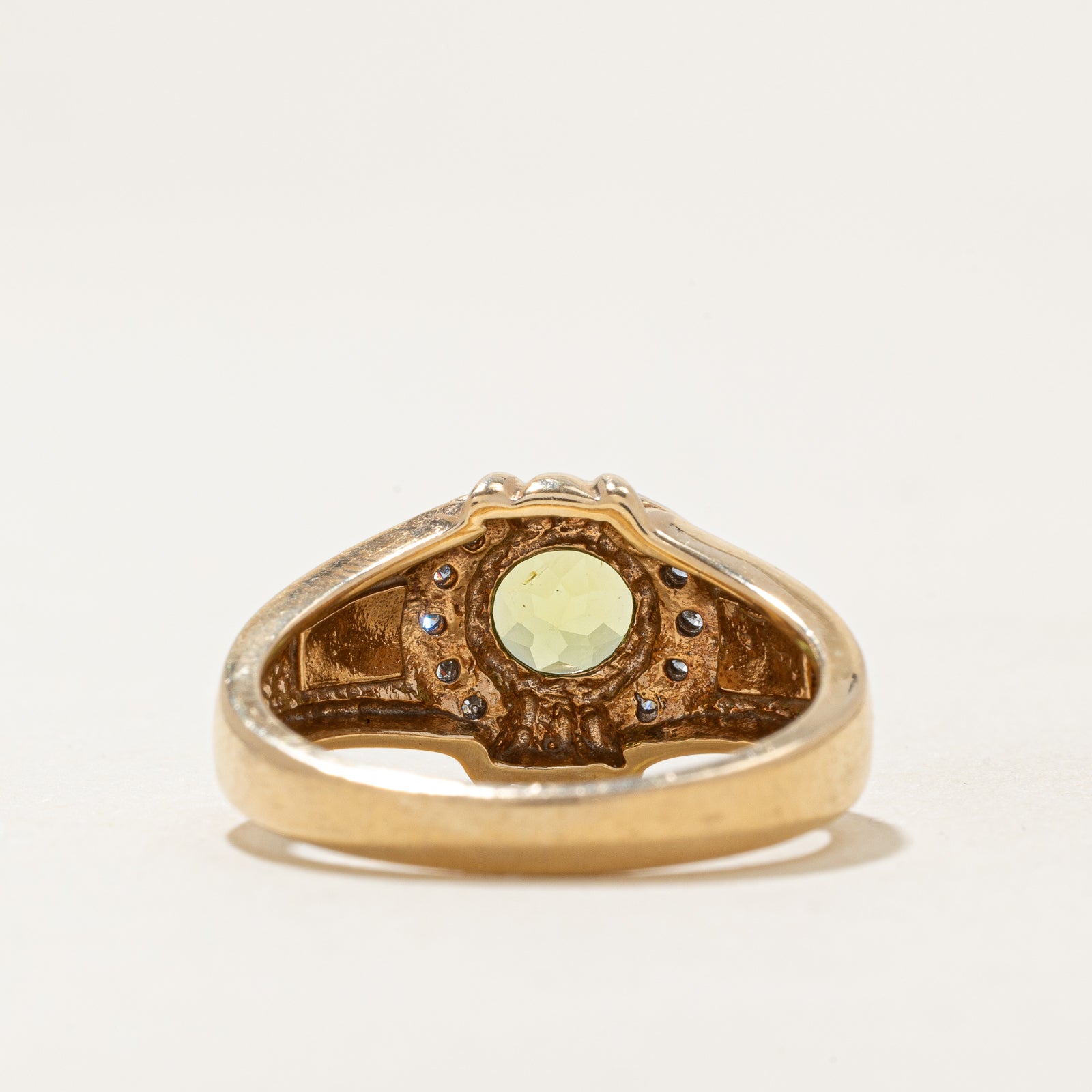 Peridot & Diamond Semi Halo Ring | 0.10ctw | 1.00ct | SZ 8.25