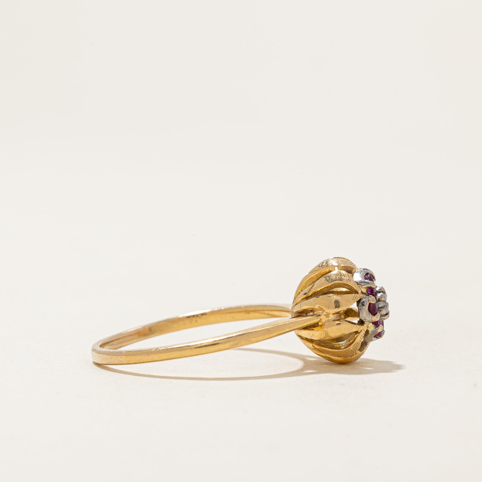 'Birks' Ruby & Diamond Cluster Ring | 0.26ctw, 0.03ct | SZ 8