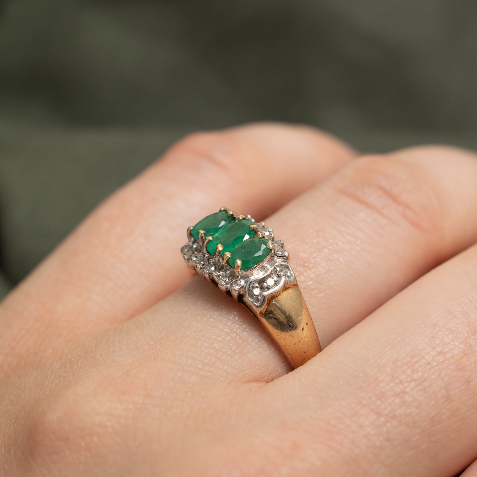 Emerald & Diamond Ring | 0.75ctw, 0.12ctw | SZ 8