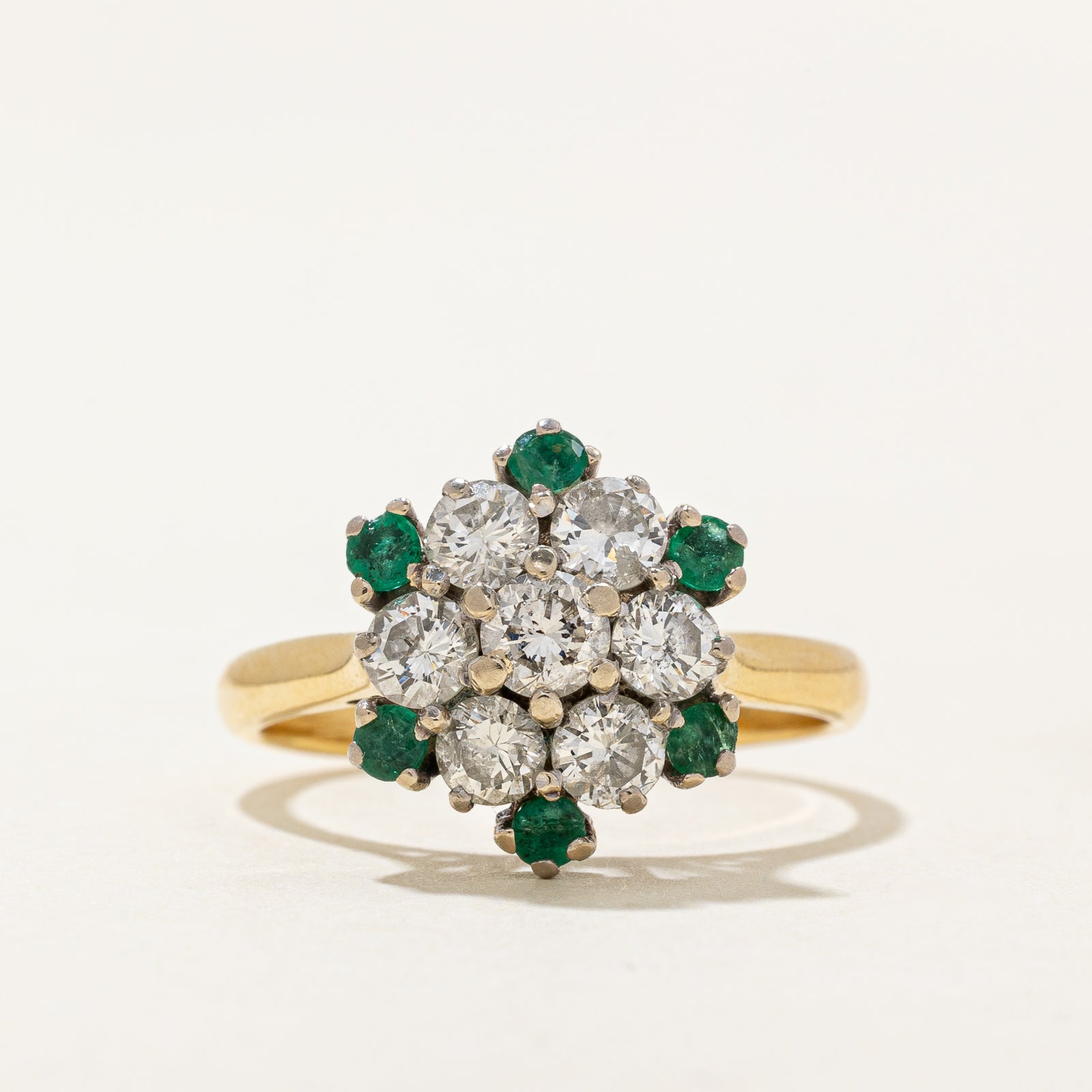 Emerald & Diamond Cluster Ring | 0.24ctw, 1.05ctw | SZ 7.25