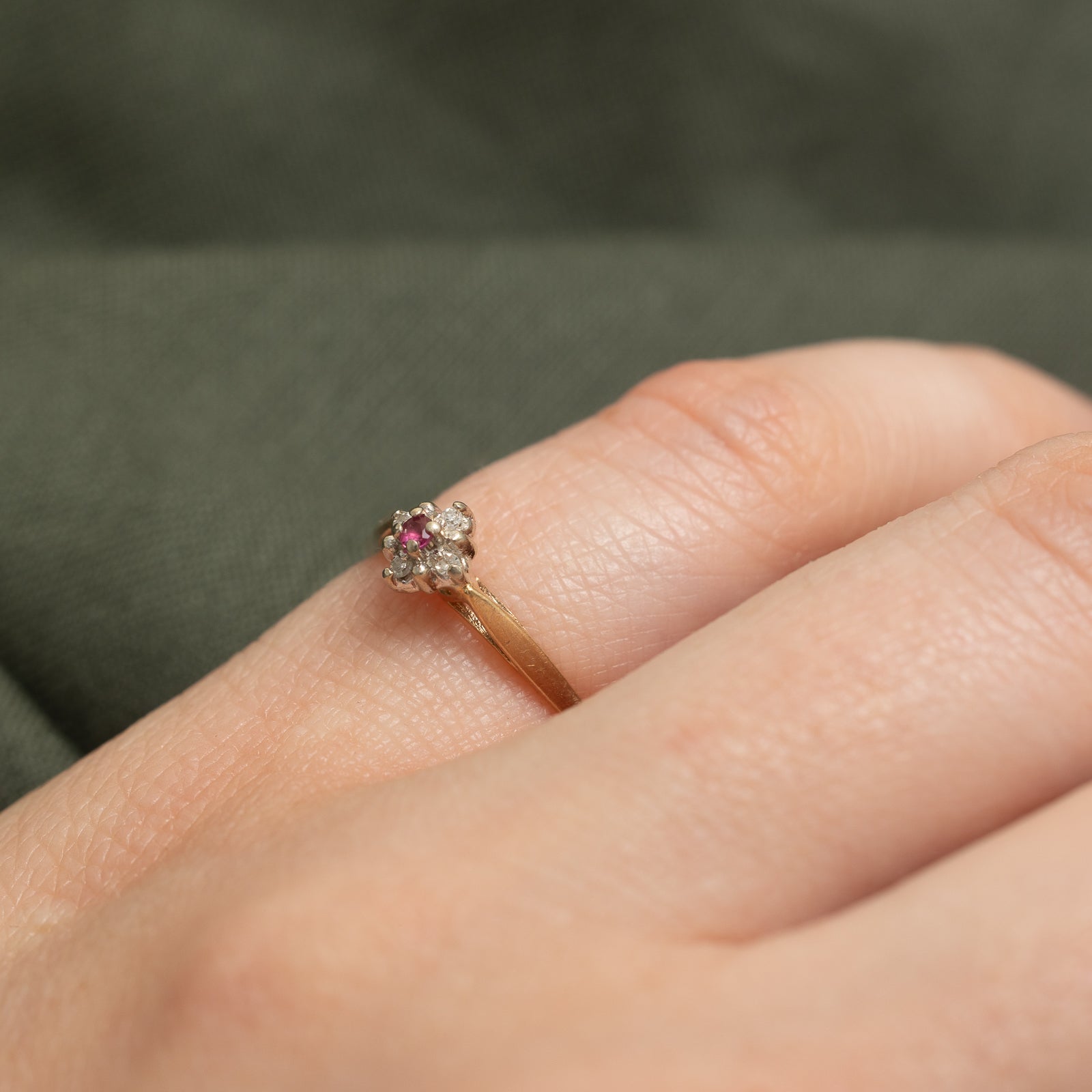Ruby & Diamond Cluster Petite Ring | 0.04ct, 0.02ctw | SZ 4