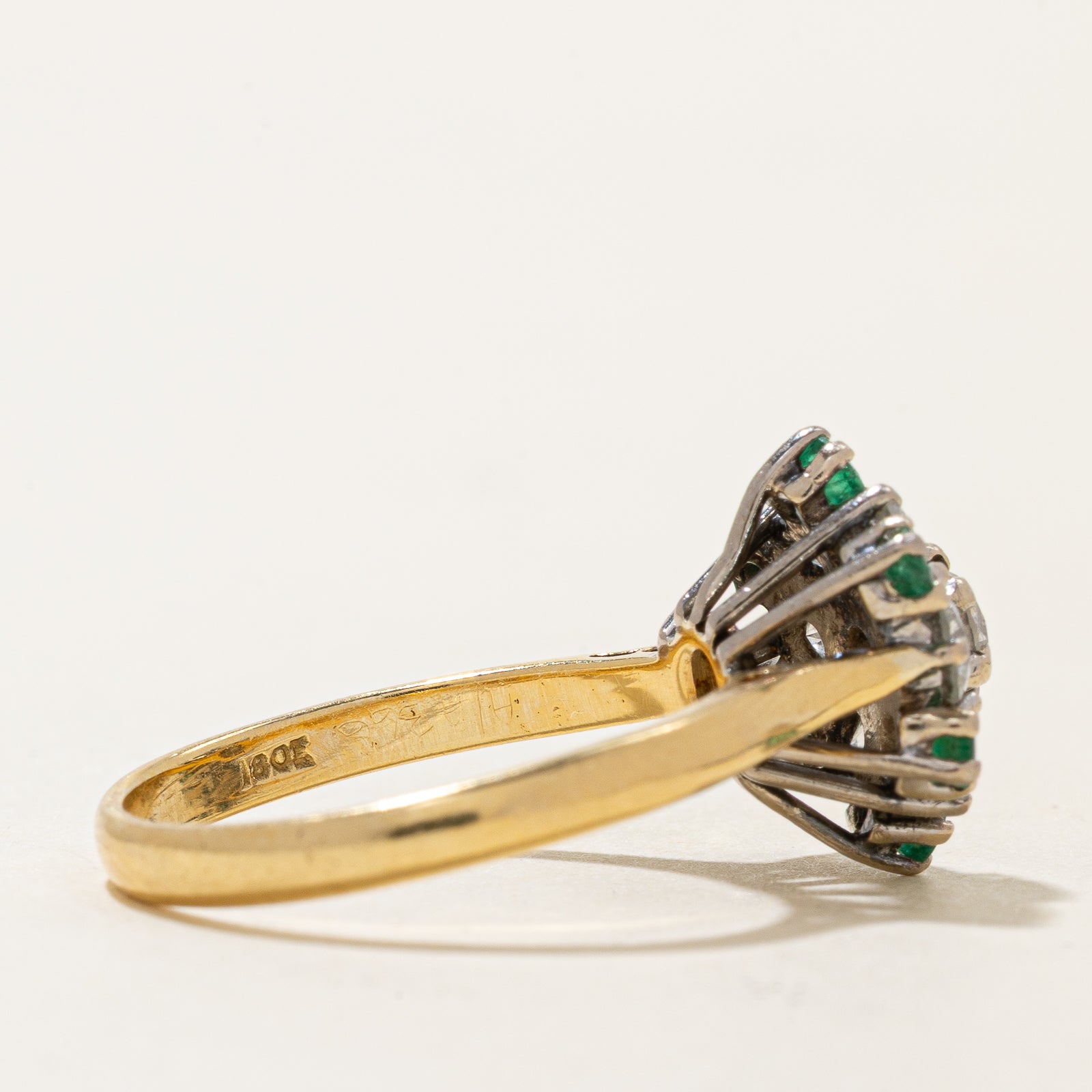 Emerald & Diamond Cluster Ring | 0.24ctw, 1.05ctw | SZ 7.25
