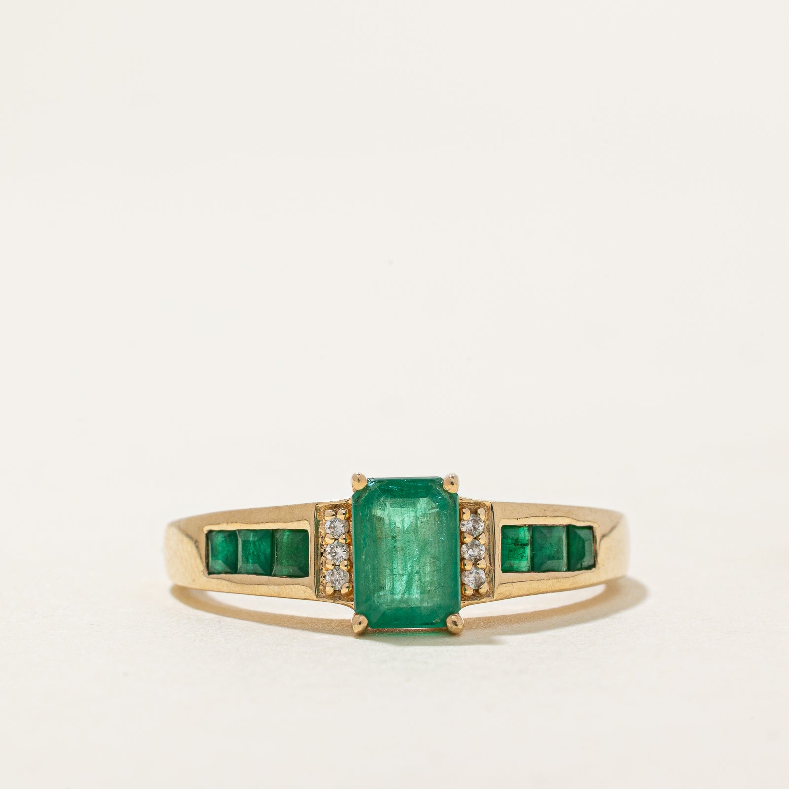 Emerald & Diamond Ring | 1.20ctw, 0.03ctw | SZ 10.25