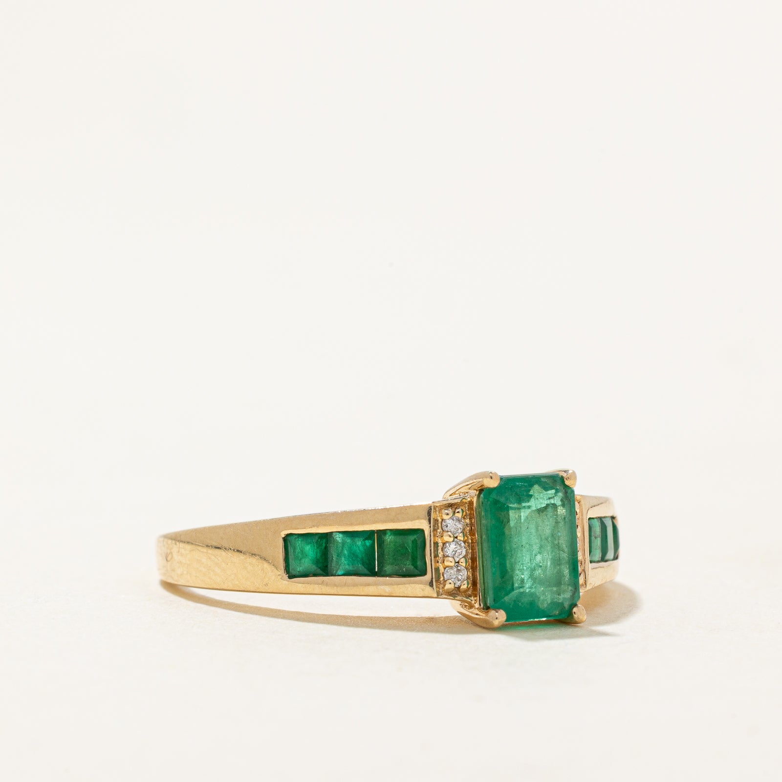 Emerald & Diamond Ring | 1.20ctw, 0.03ctw | SZ 10.25
