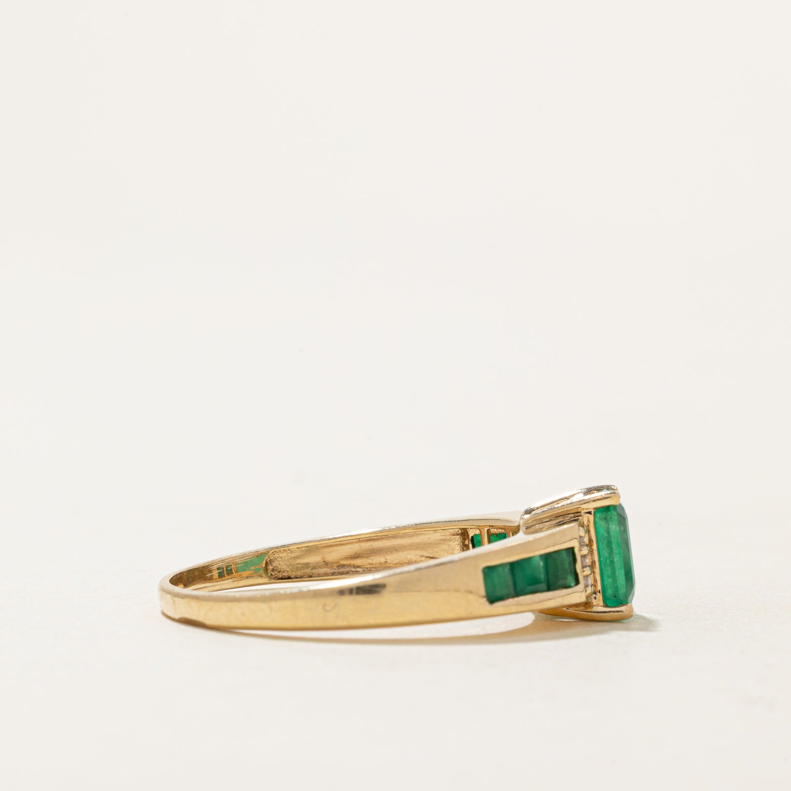 Emerald & Diamond Ring | 1.20ctw, 0.03ctw | SZ 10.25