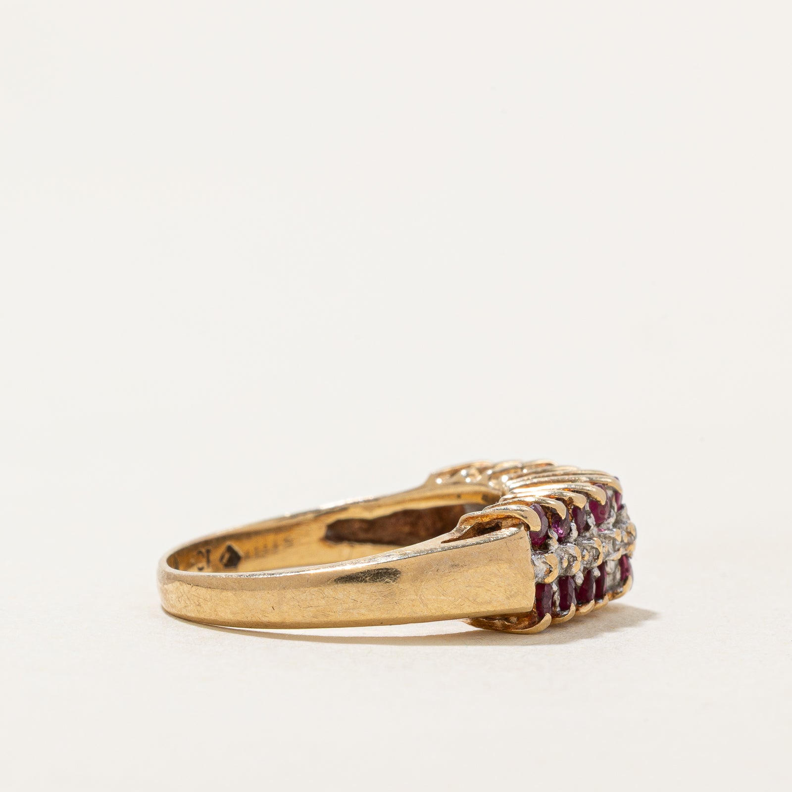 Multi Row Ruby & Diamond Ring | 0.55ctw, 0.05ctw | SZ 4.5