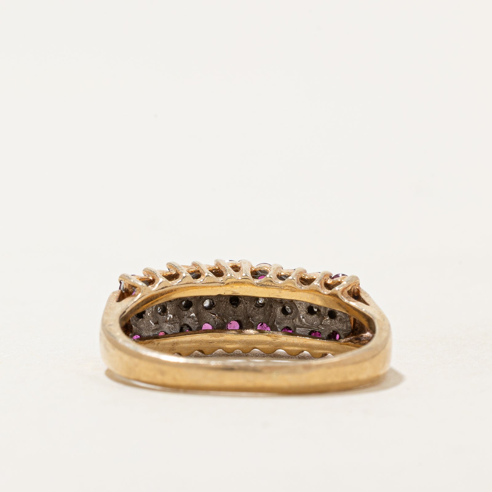 Multi Row Ruby & Diamond Ring | 0.55ctw, 0.05ctw | SZ 4.5
