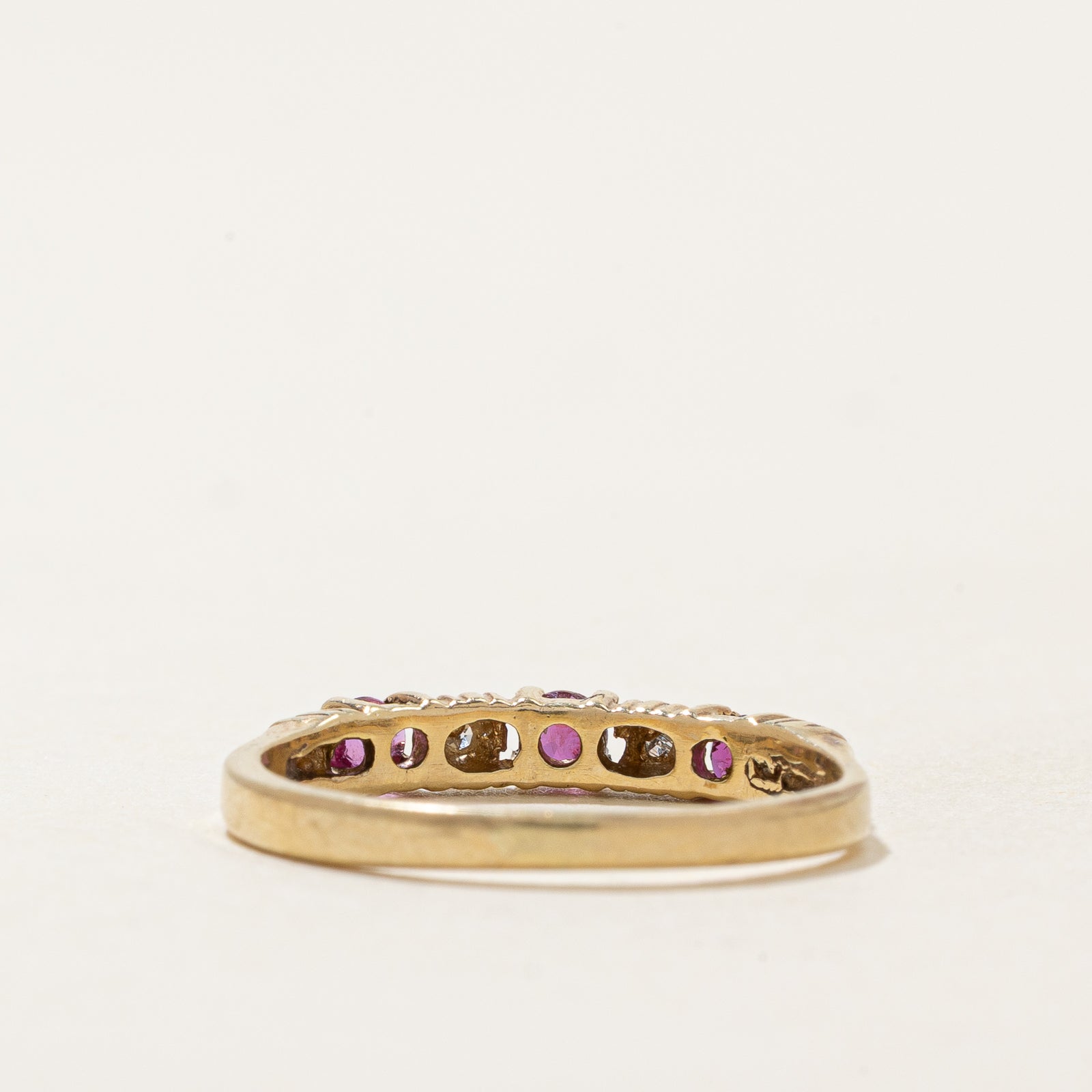 Ruby & Diamond Semi Eternity Ring | 0.18ctw, 0.01ctw | SZ 4.5