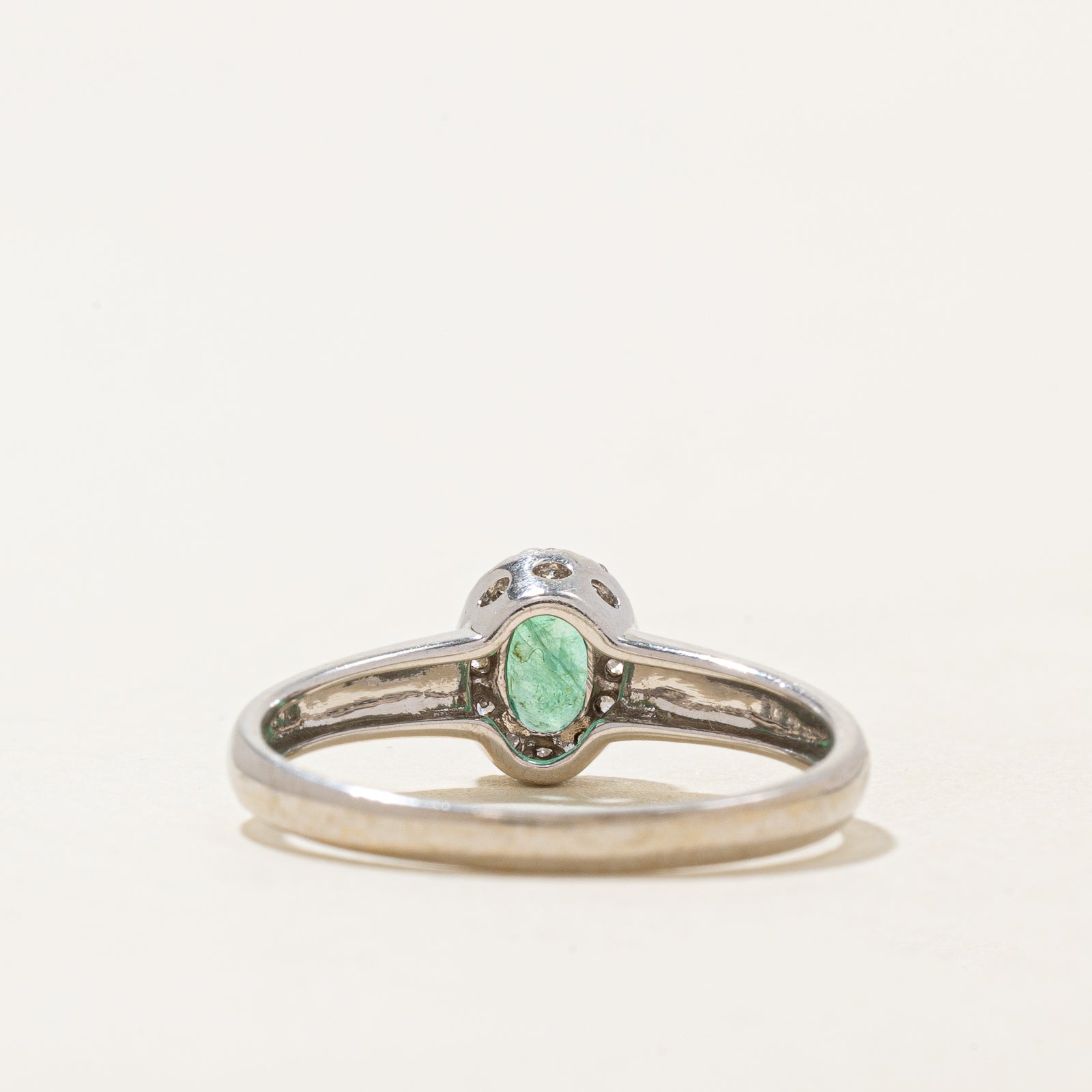 Emerald & Diamond Halo Ring | 0.18ct, 0.06ctw | SZ 6.25
