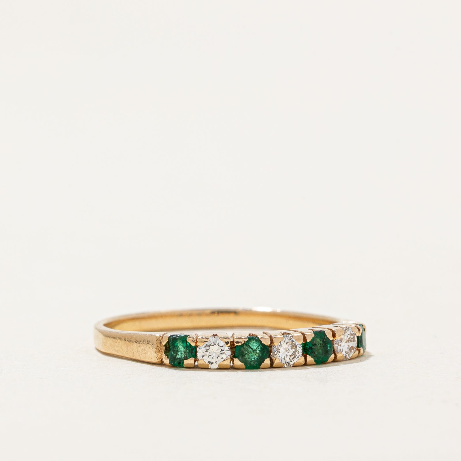 Emerald & Diamond Semi Eternity Ring | 0.17ctw, 0.12ctw | SZ 6.75
