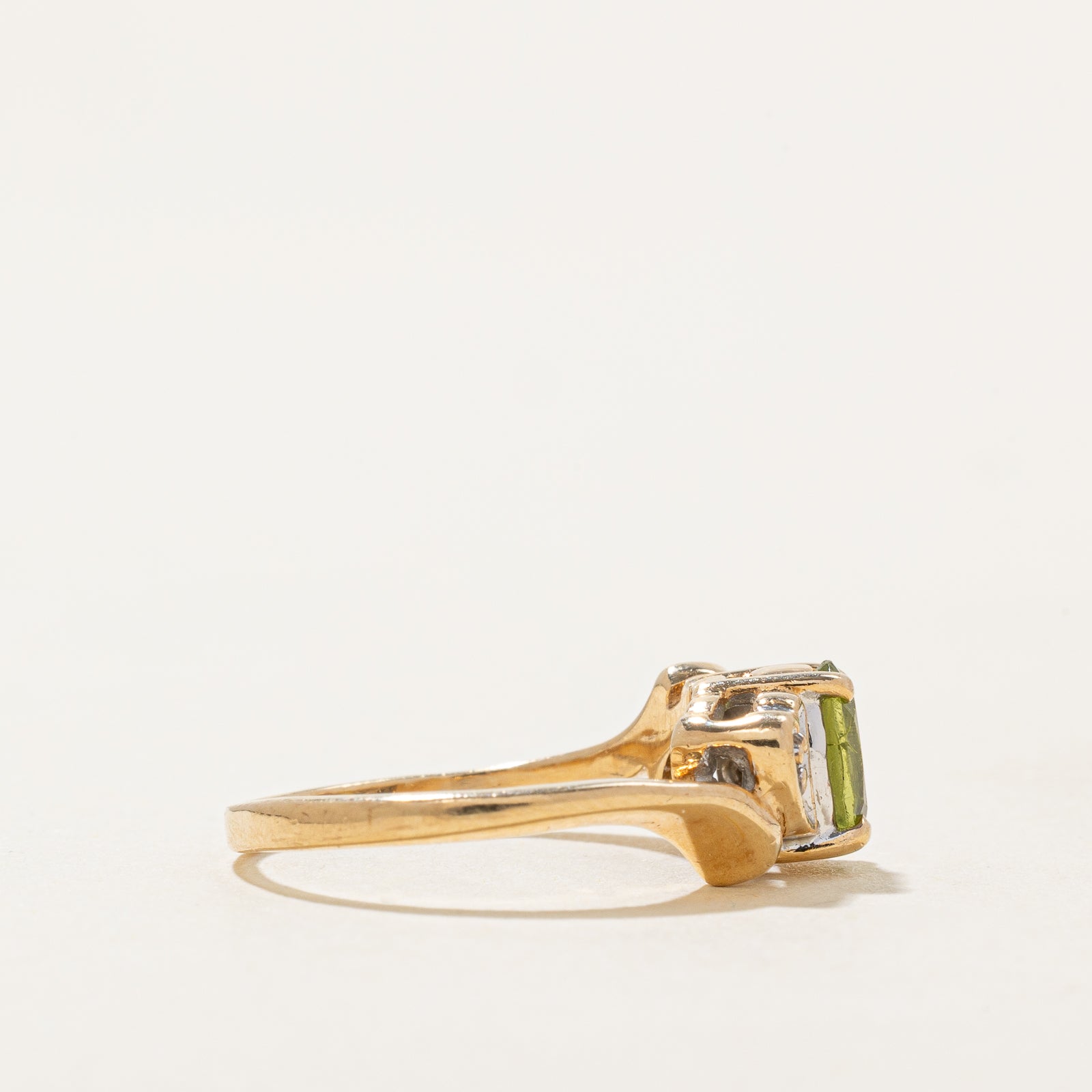 Peridot & Diamond Bypass Ring | 0.44ct, 0.01ct | SZ 3