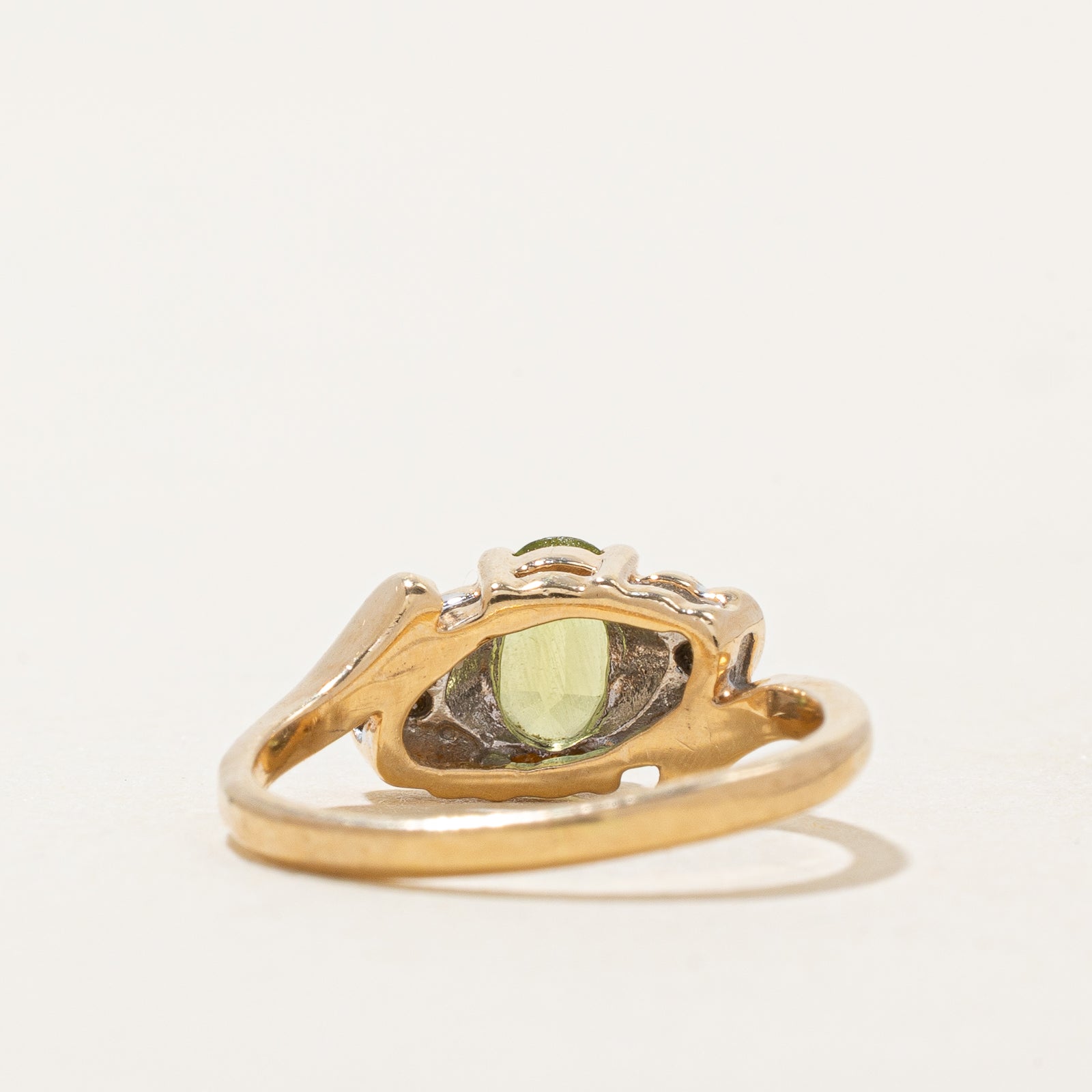 Peridot & Diamond Bypass Ring | 0.44ct, 0.01ct | SZ 3