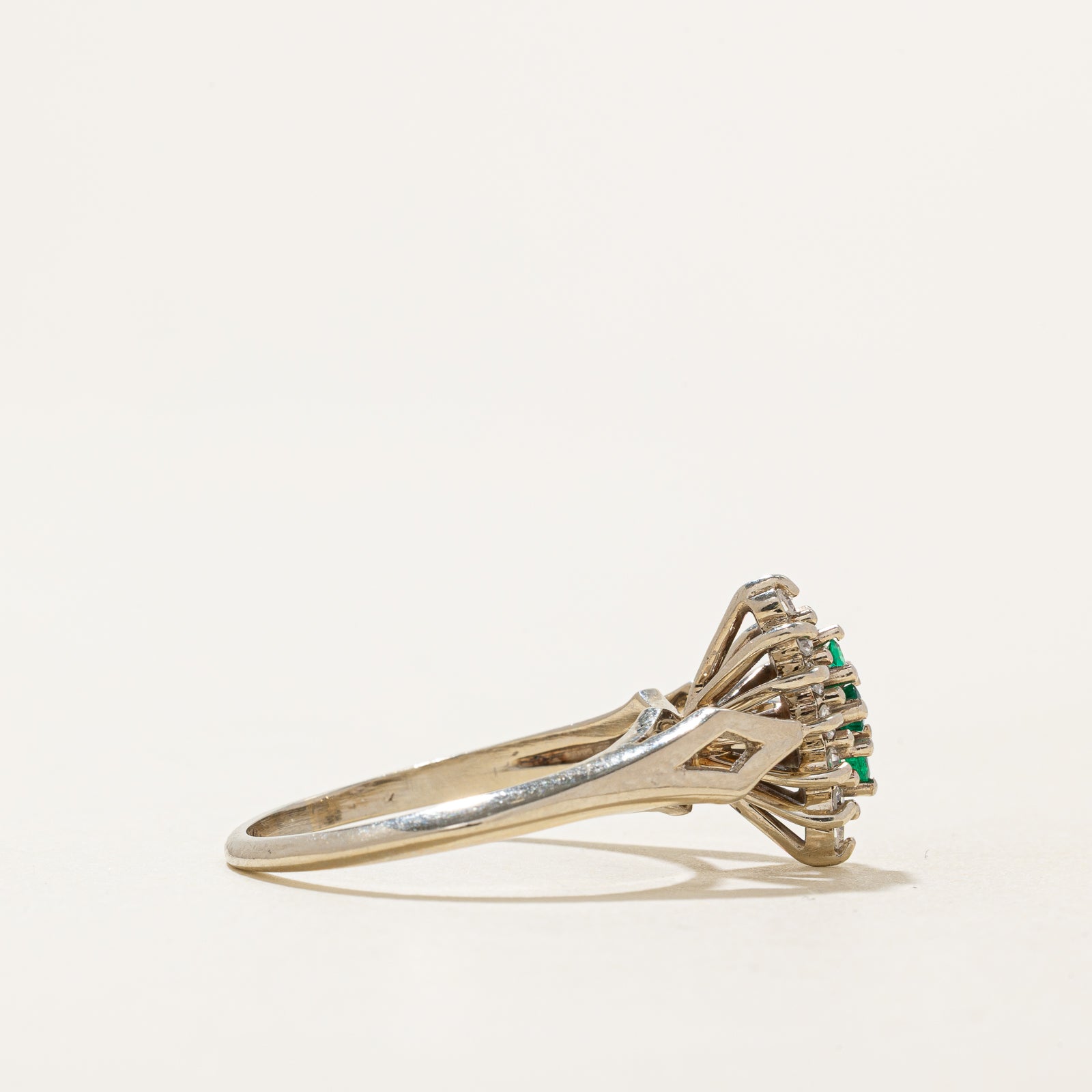 Emerald & Diamond Cluster Ring | 0.10ctw, 0.17ctw | SZ 8