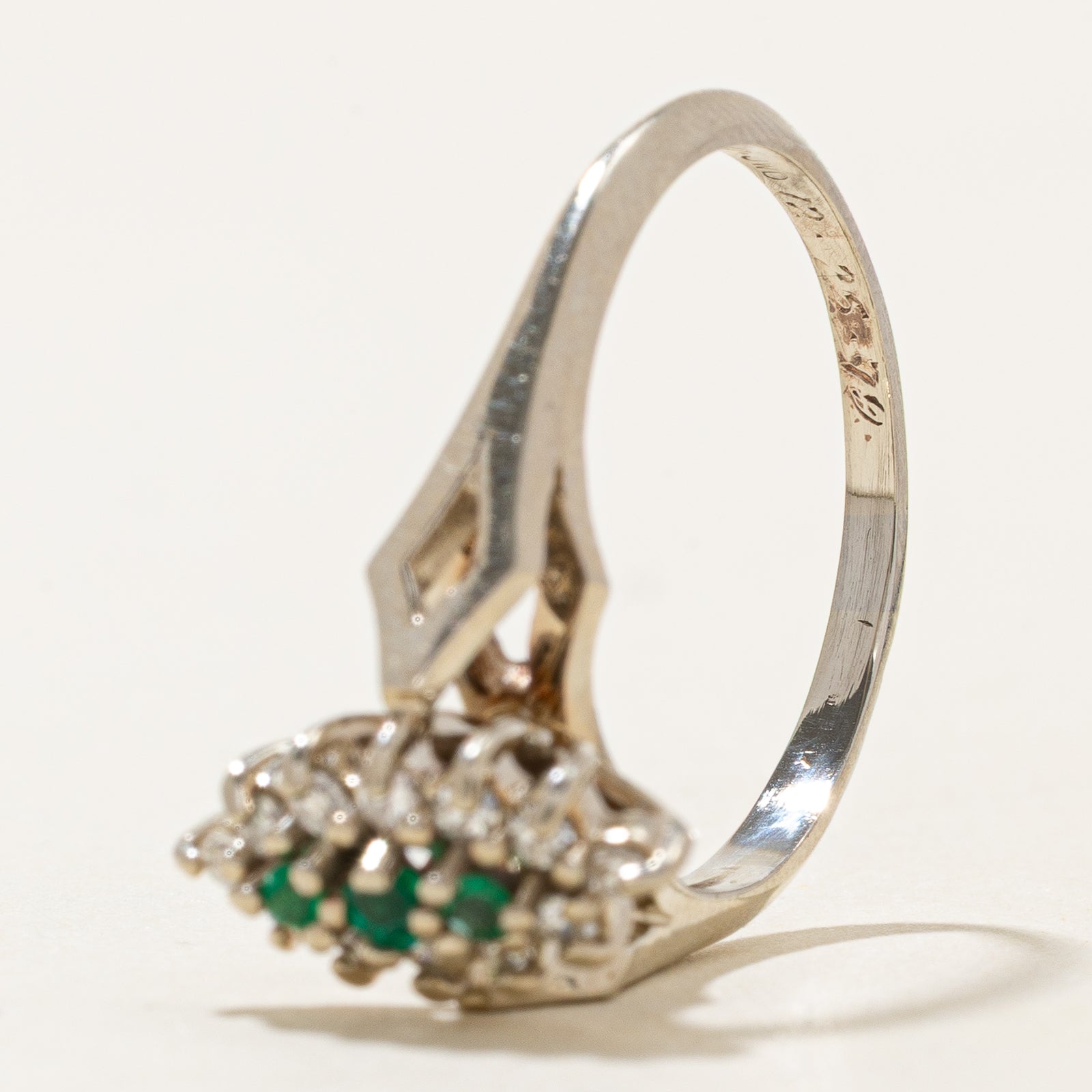 Emerald & Diamond Cluster Ring | 0.10ctw, 0.17ctw | SZ 8