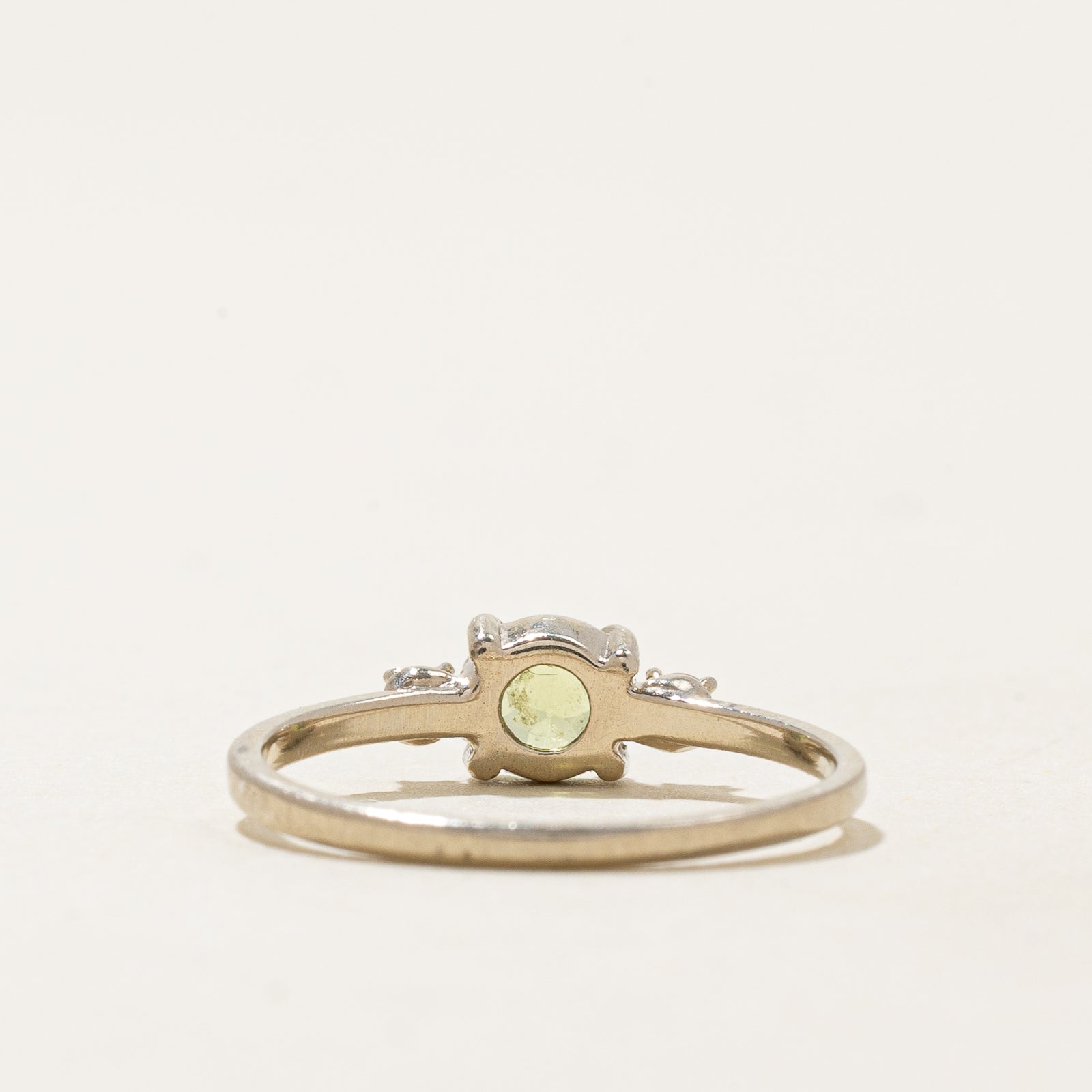 Round Cut Peridot & Diamond Ring | 0.34ct, 0.04ctw | SZ 5