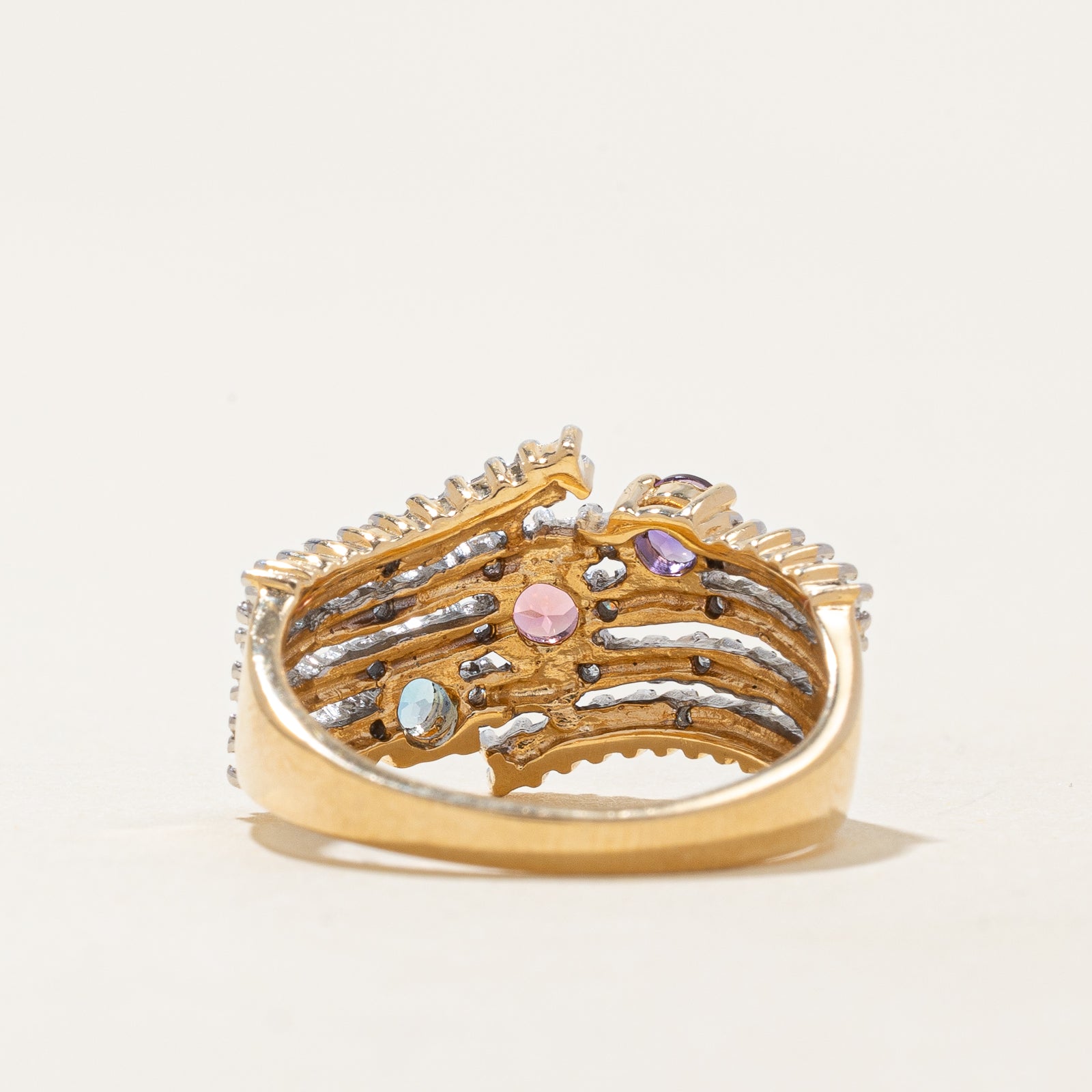 Multi Gemstone & Diamond Multi Row Ring | 0.30ctw, 0.07ctw | SZ 6.25