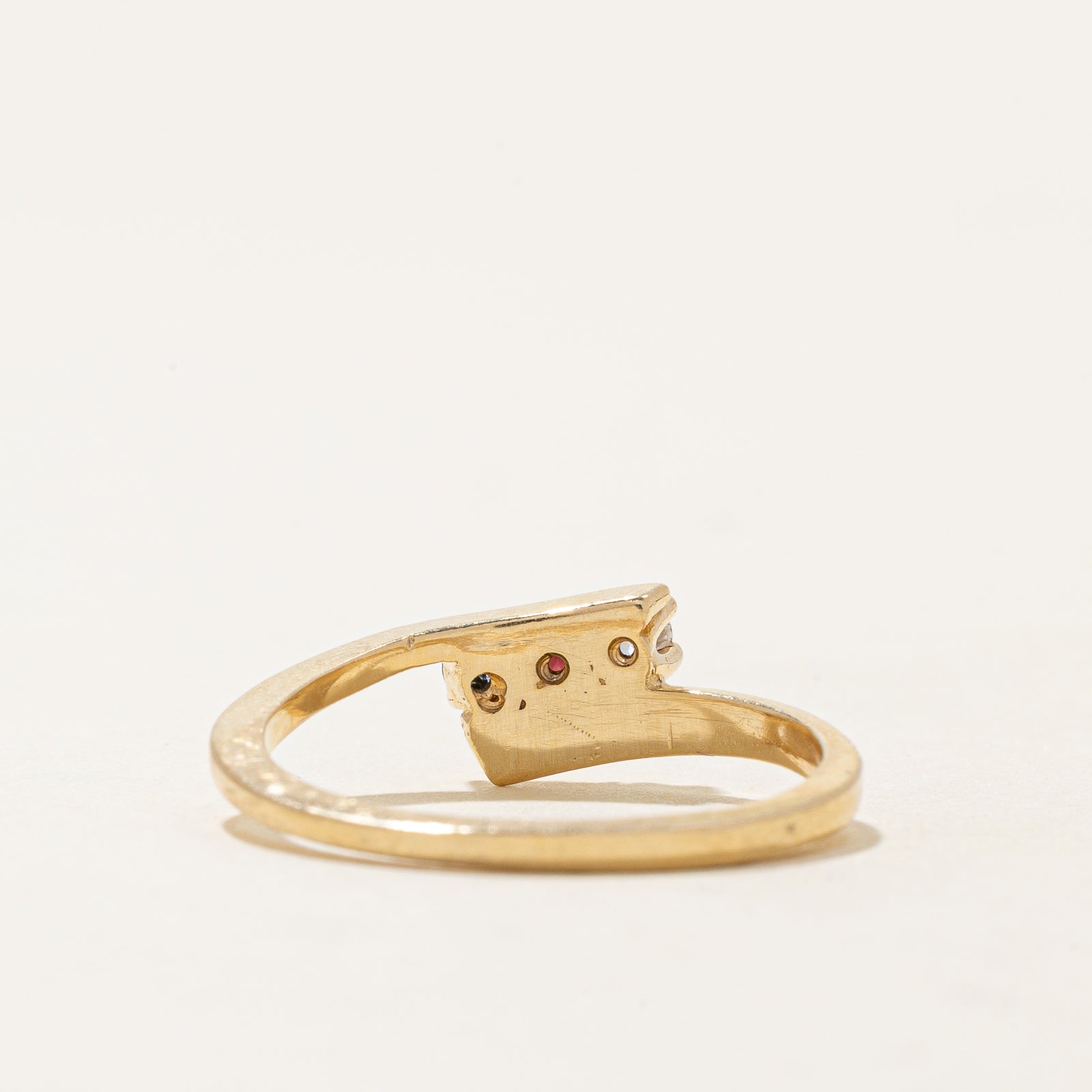 Garnet & Diamond Bypass Ring | 0.10ct, 0.10ctw | SZ 8