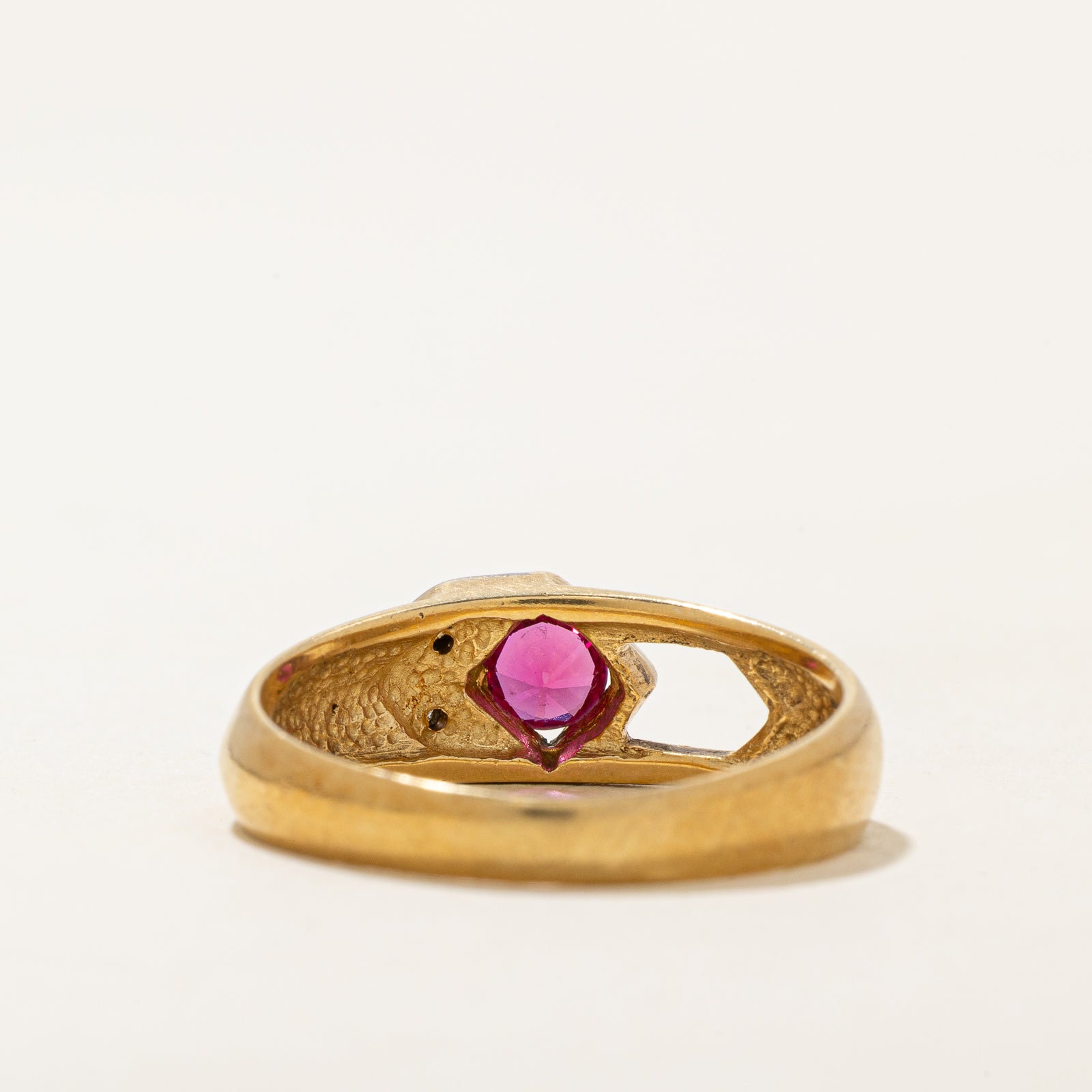 Synthetic Ruby & Diamond Ring | 0.35ct, 0.01ctw | SZ 9.5