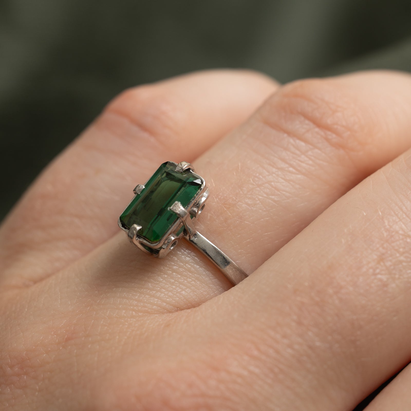 Emerald Cut Green Tourmaline Ring | 1.50ct | SZ 7.75