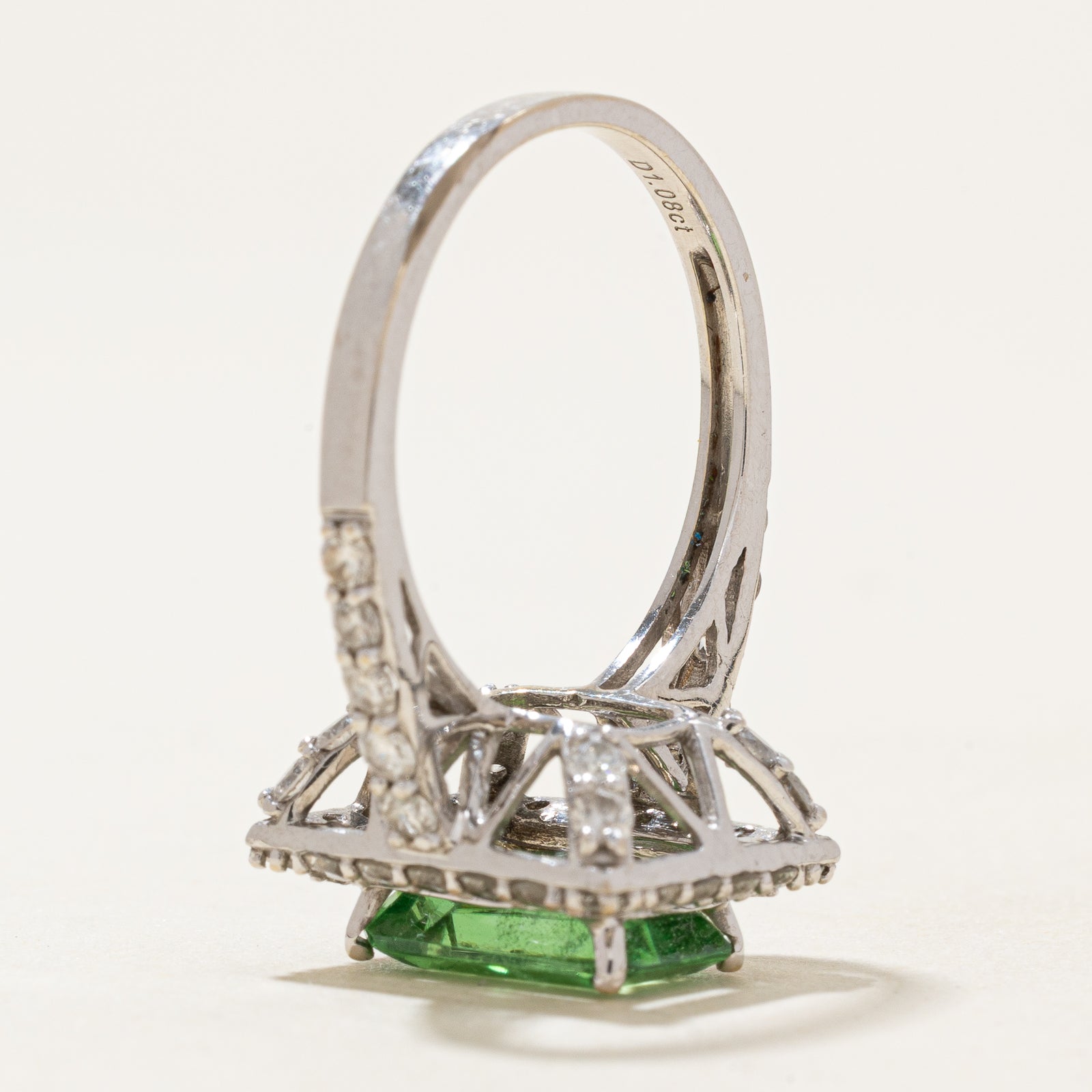 Tsavorite Garnet & Diamond Halo Ring | 2.25ct, 1.08ctw | SZ 7