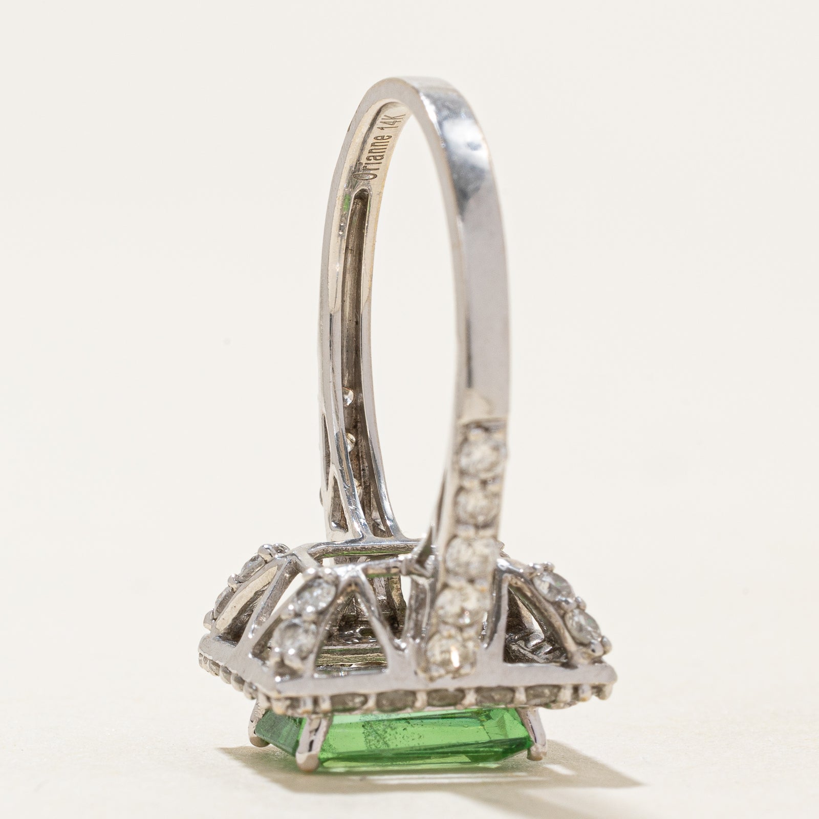 Tsavorite Garnet & Diamond Halo Ring | 2.25ct, 1.08ctw | SZ 7
