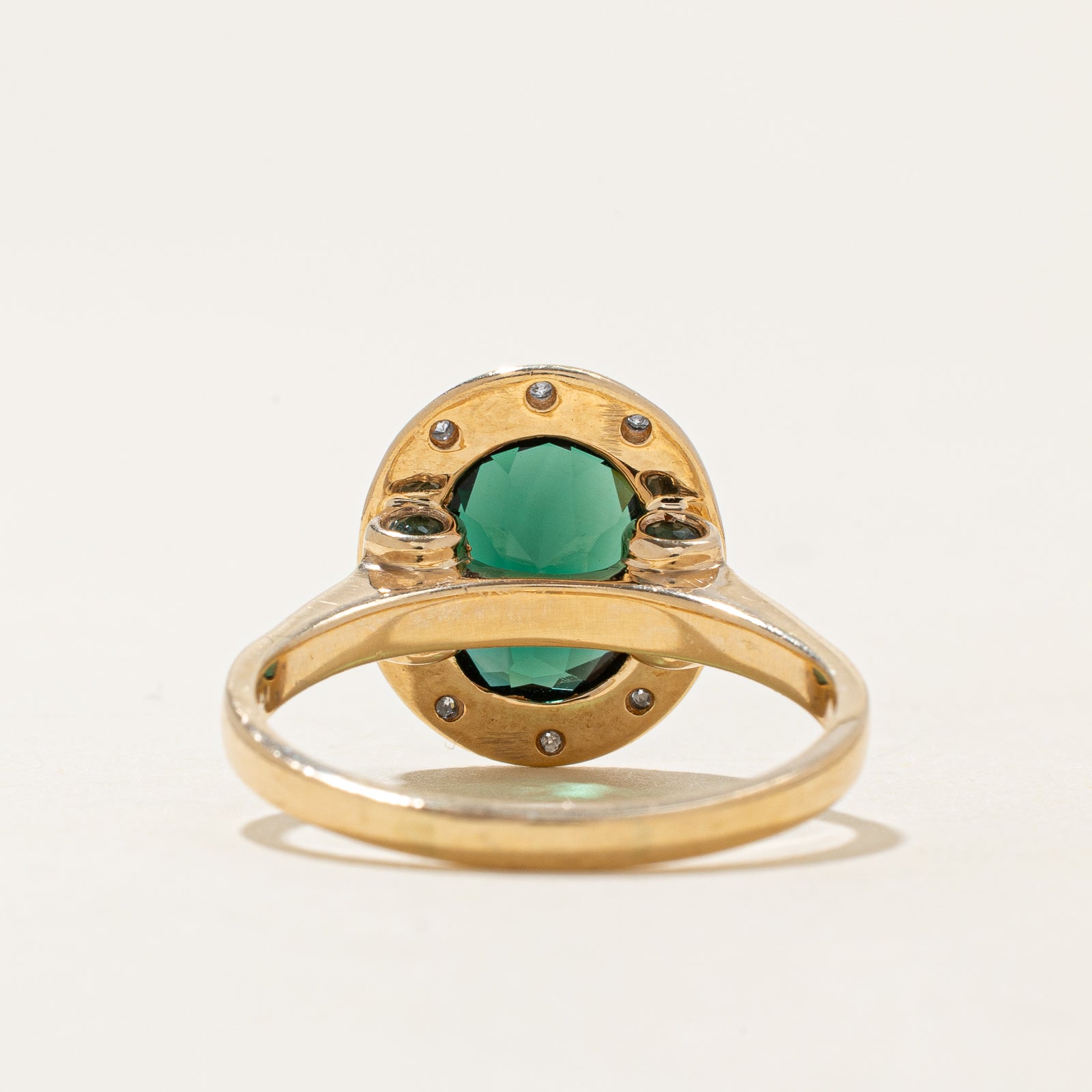 Synthetic Emerald & Diamond Halo Ring | 3.20ct | 0.07ctw | SZ 9.5