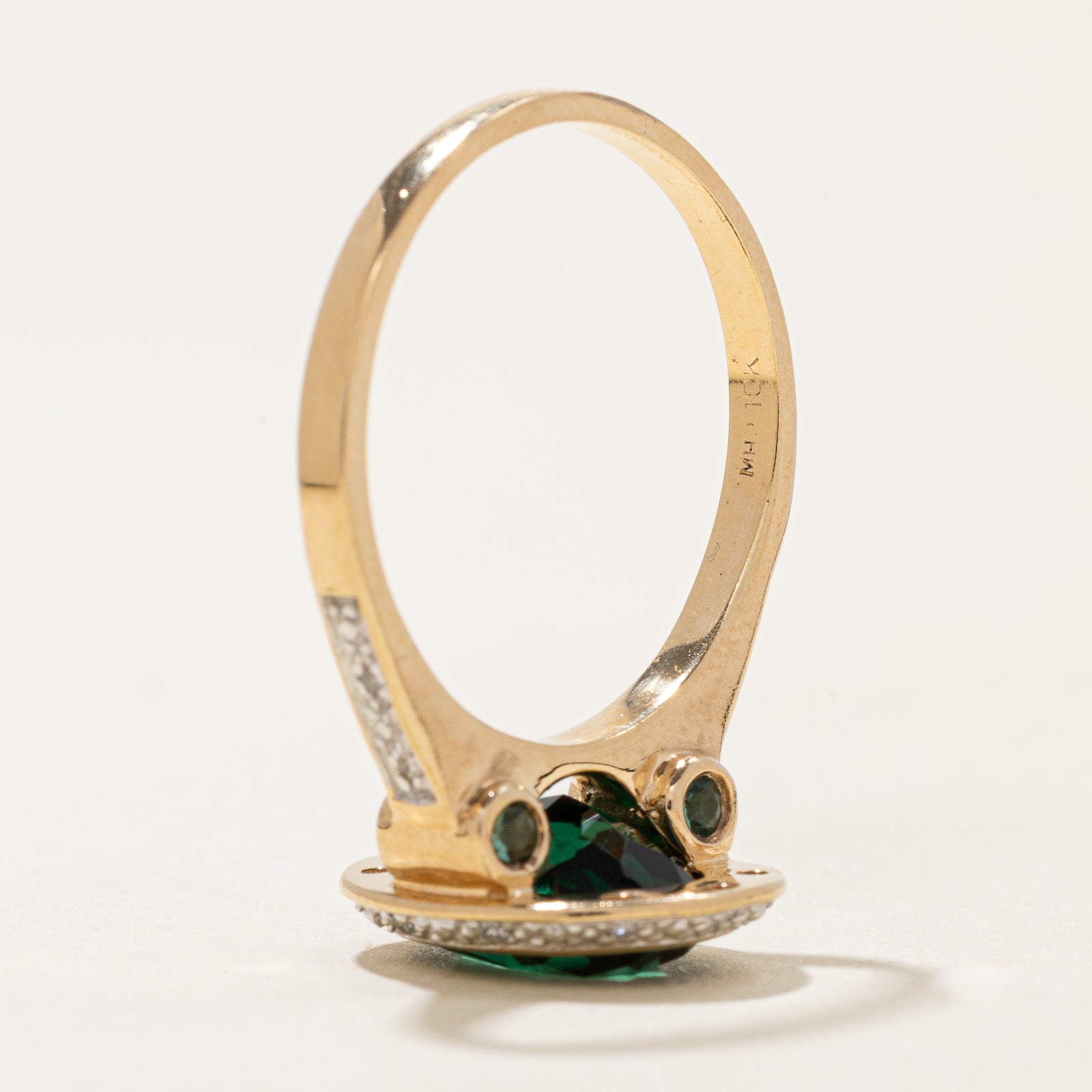 Synthetic Emerald & Diamond Halo Ring | 3.20ct | 0.07ctw | SZ 9.5