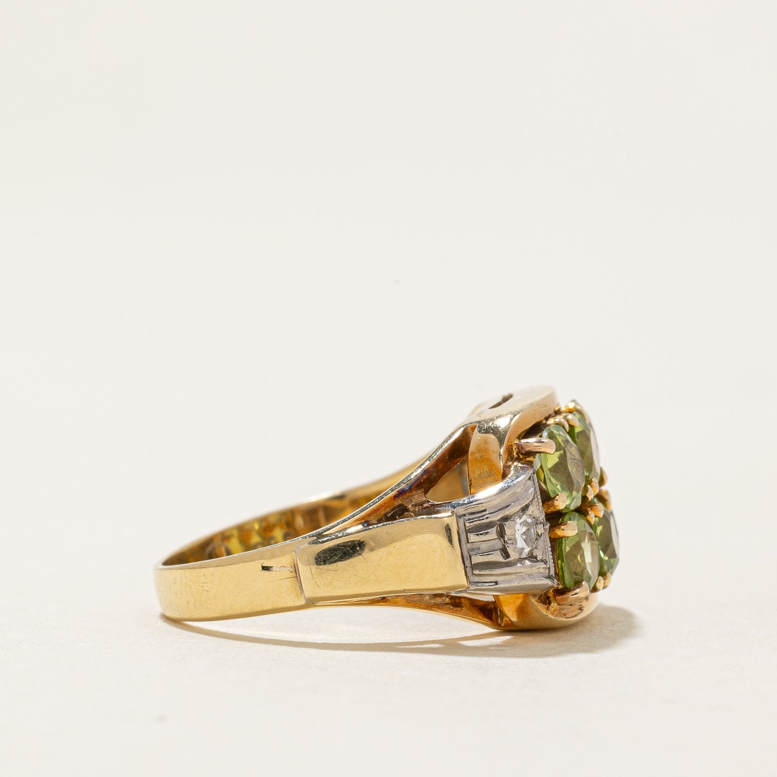 Peridot & Diamond Grid Ring | 1.50ctw, 0.06ctw | SZ 5.5