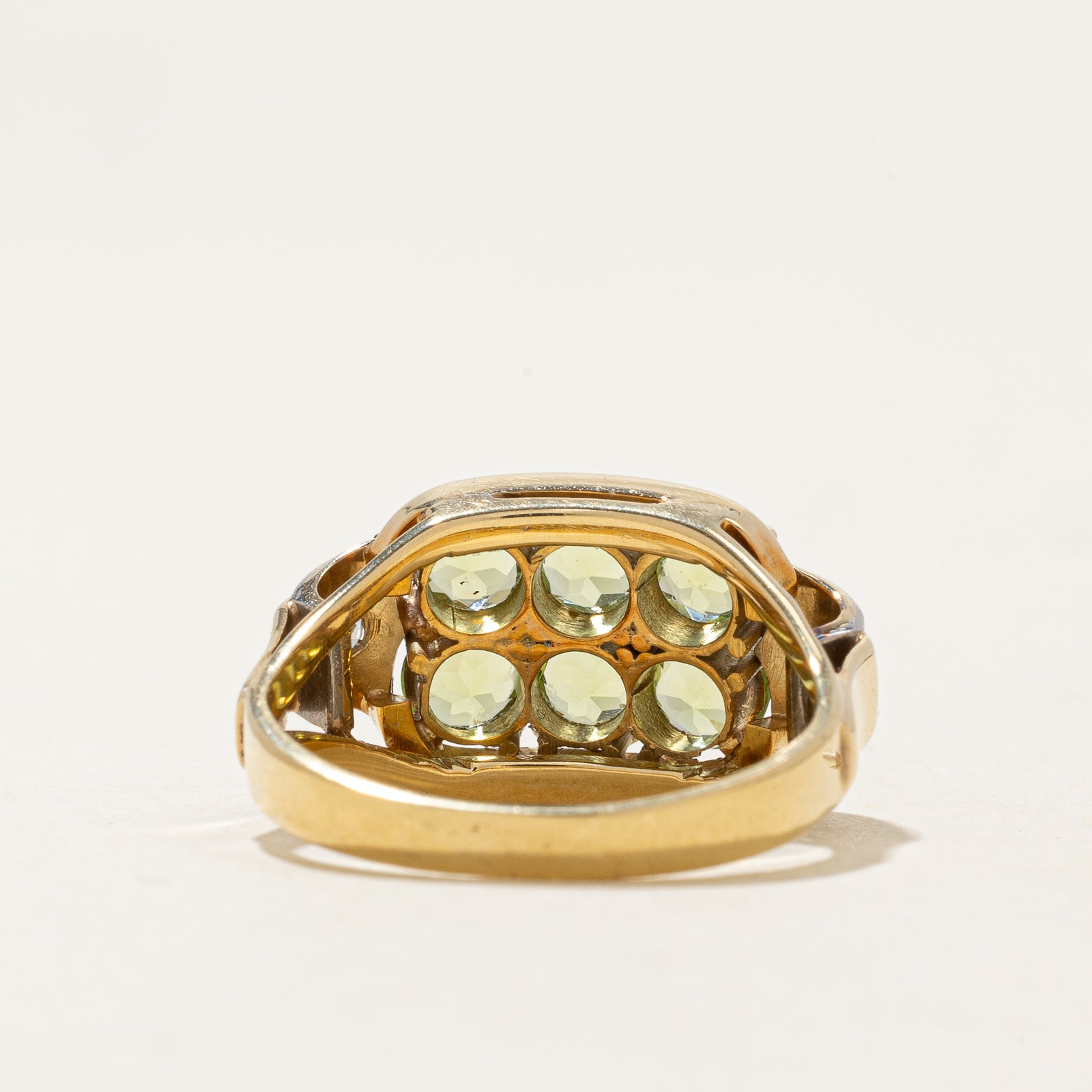 Peridot & Diamond Grid Ring | 1.50ctw, 0.06ctw | SZ 5.5