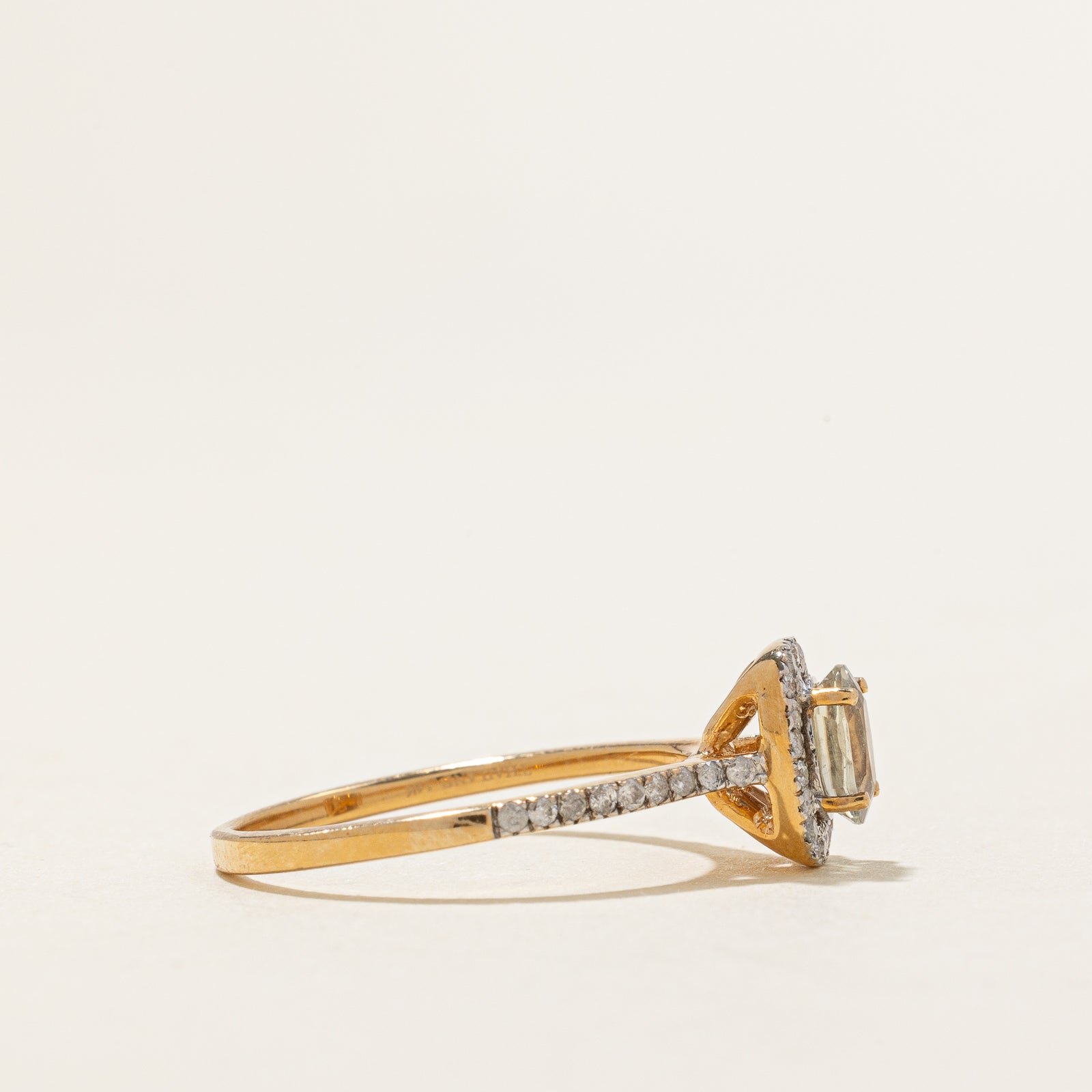 Oval Cut Peridot & Diamond Halo Ring | 0.38ct, 0.20ctw | SZ 6.75