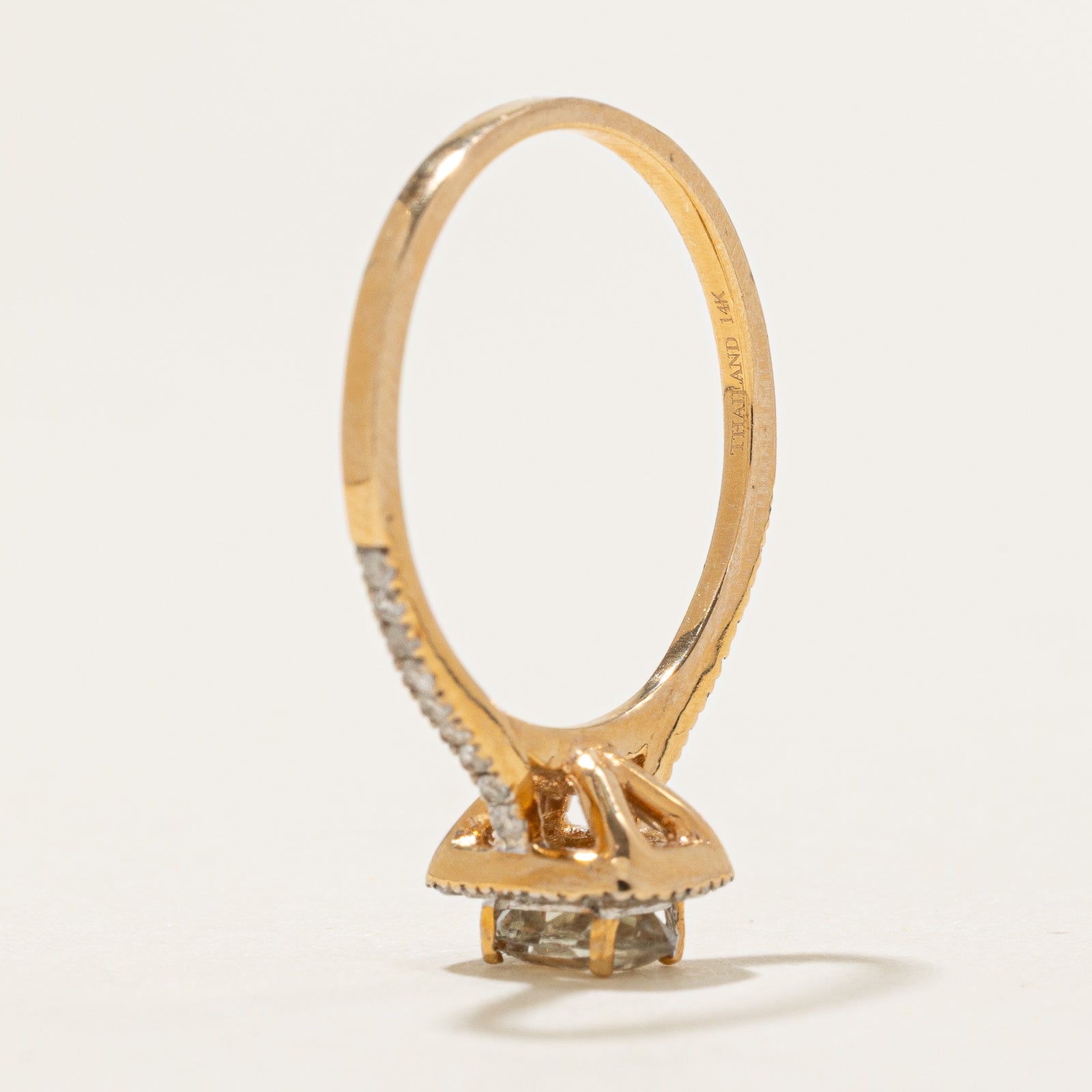 Oval Cut Peridot & Diamond Halo Ring | 0.38ct, 0.20ctw | SZ 6.75