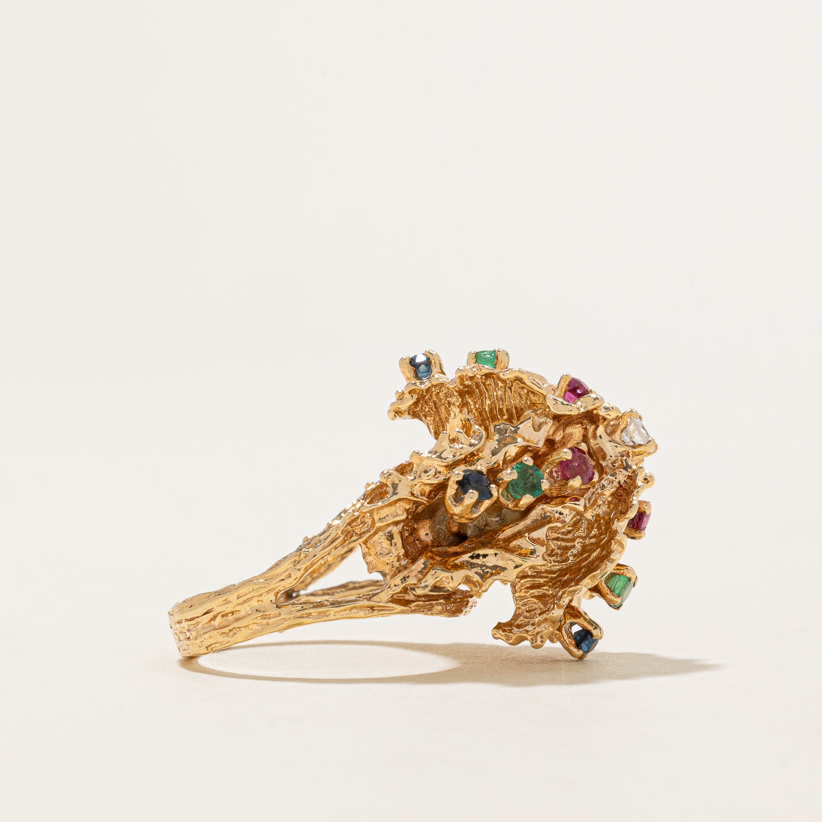Multi Gemstone & Diamond Abstract Cocktail Ring | 0.80ctw, 0.09ct | SZ 5.25