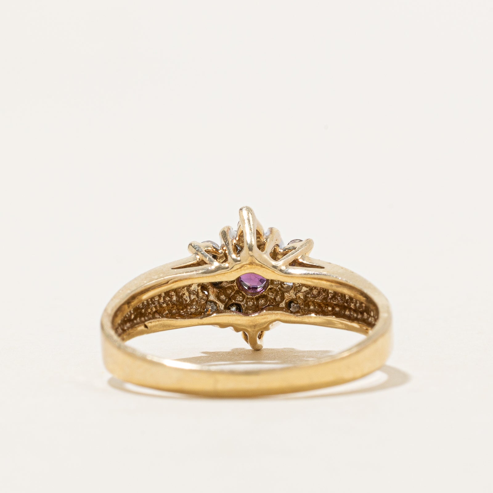 Ruby & Diamond Petal Ring | 0.10ct, 0.24ctw | SZ 8