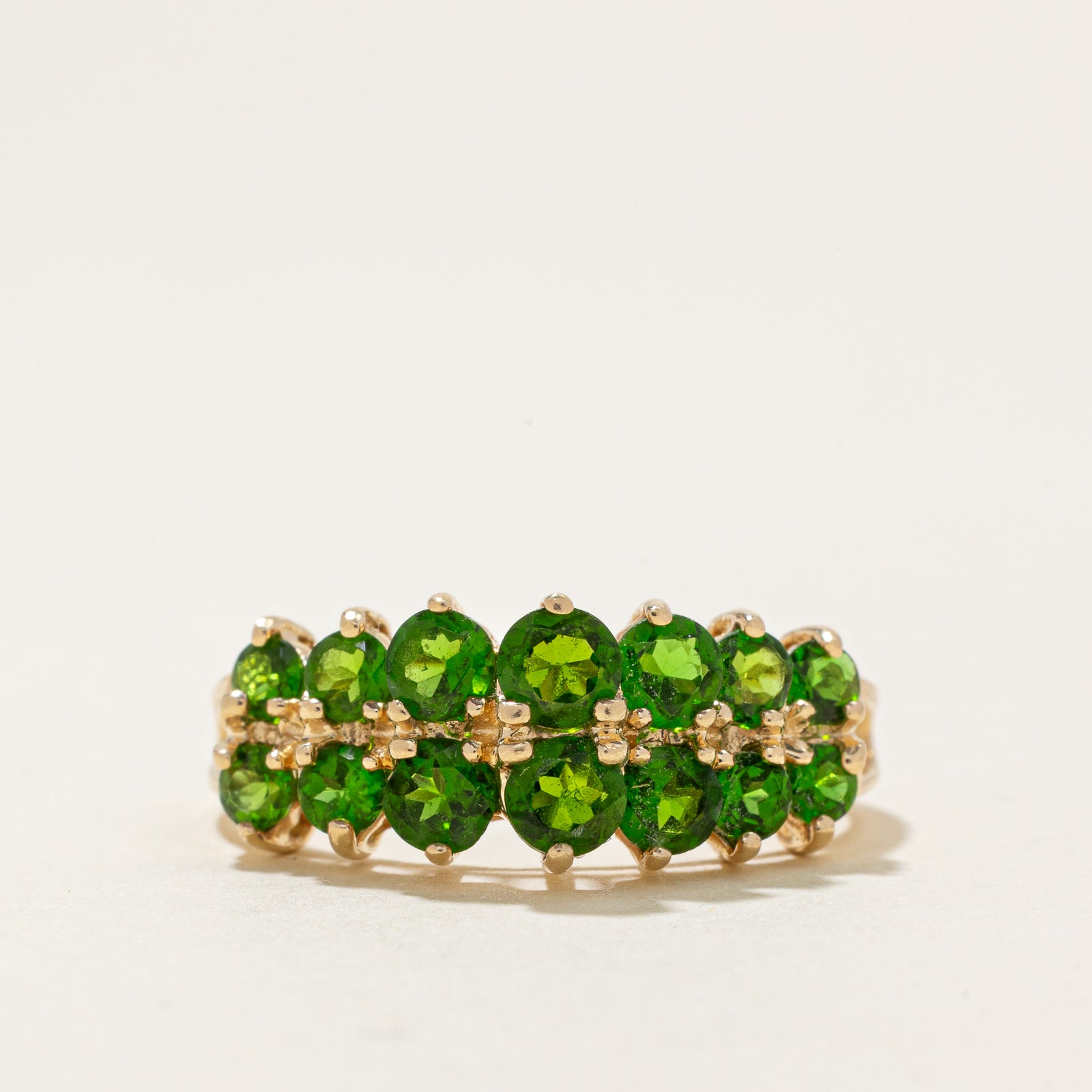 Double Row Chrome Diopside Ring | 1.33ctw | SZ 8