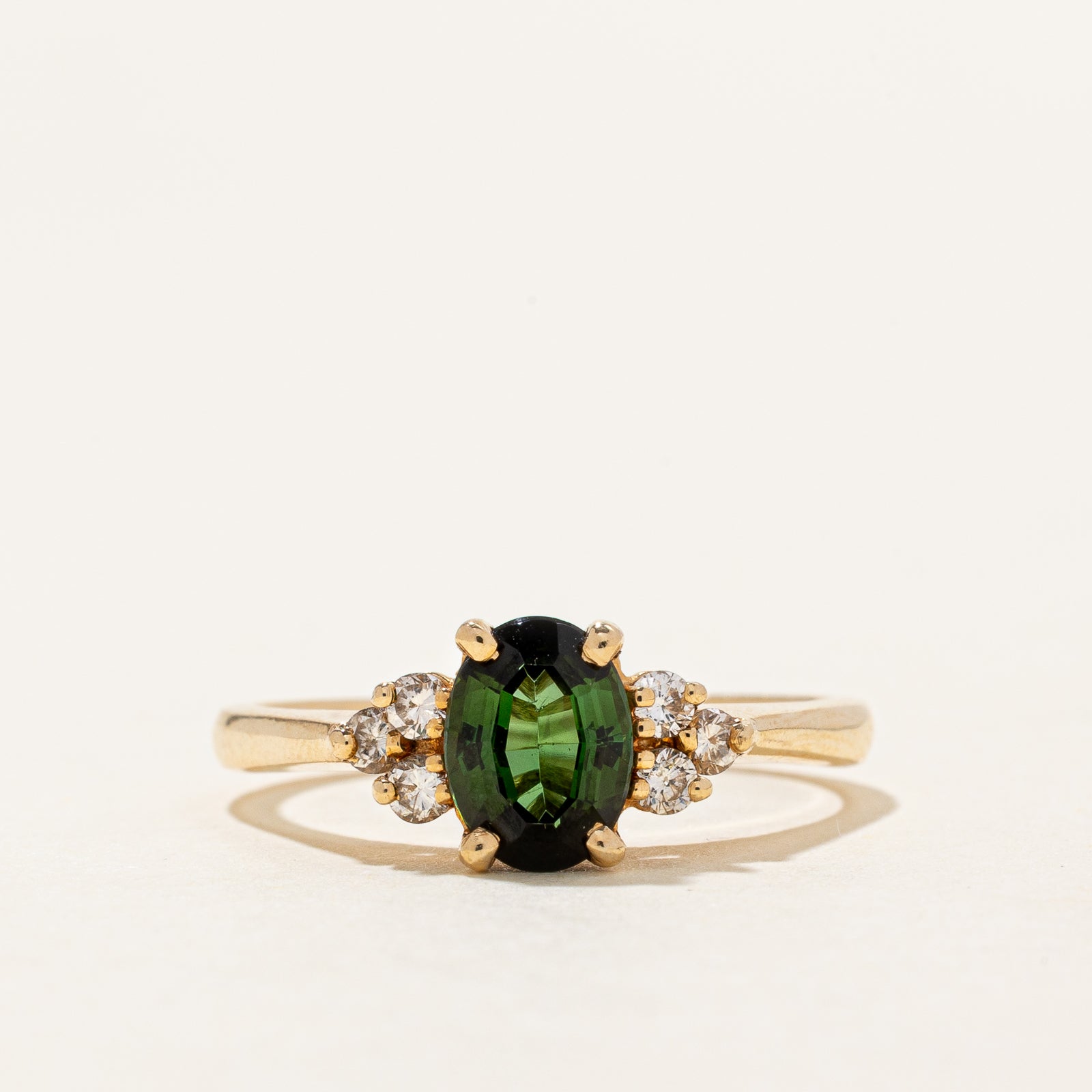 Green Tourmaline & Diamond Ring | 1.16ct, 0.18ctw | SZ 8.5