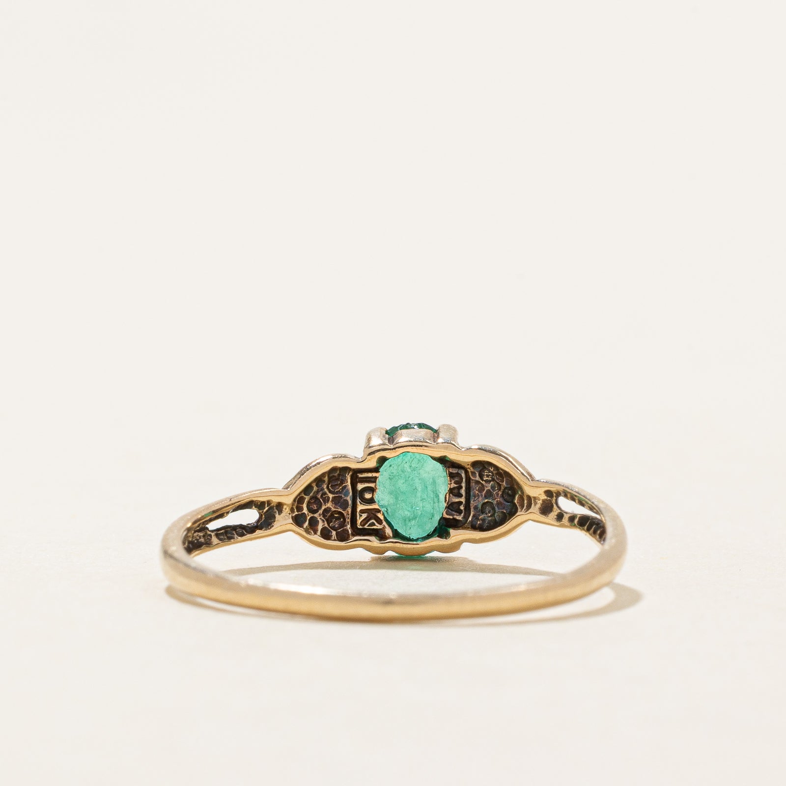 Oval Cut Emerald Heart Ring | 0.35ct | SZ 6.75
