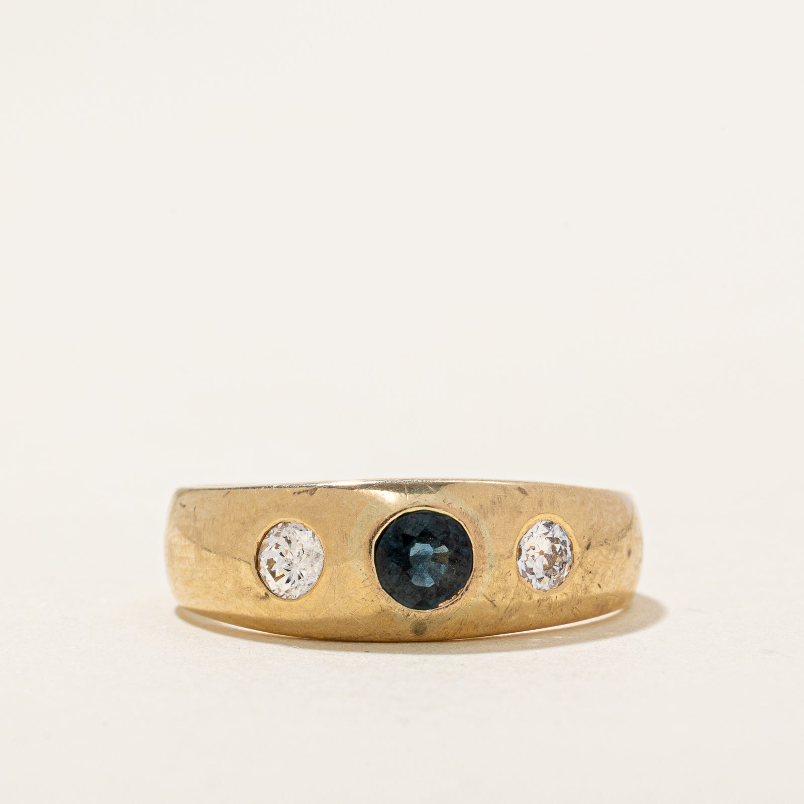 Flush Set Sapphire & Old European Diamond Band | 0.27ct | 0.18ctw | SZ 5.5