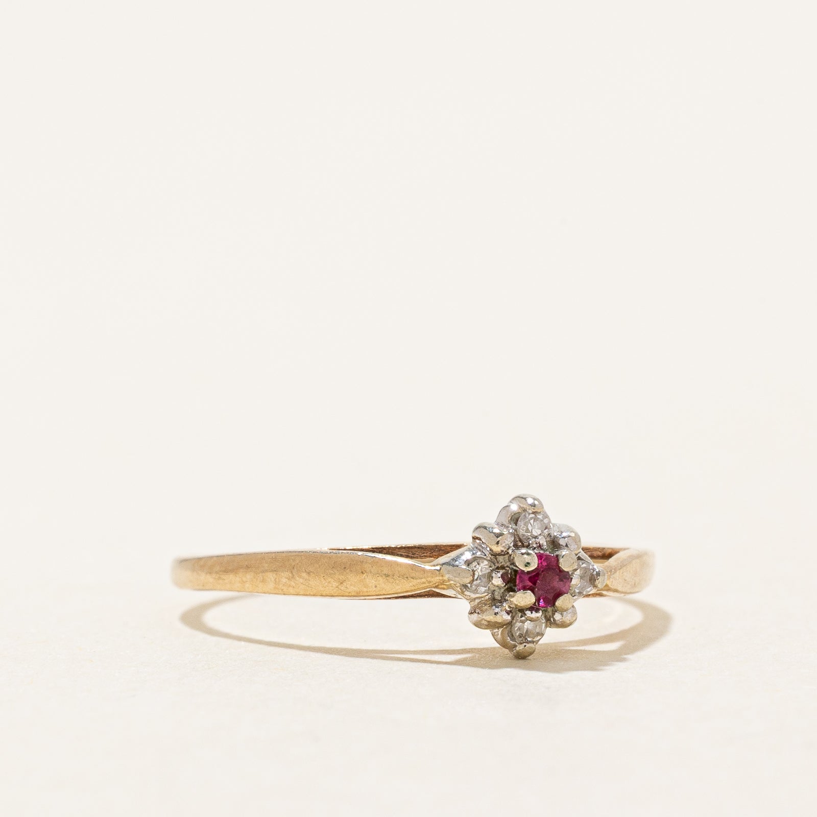 Ruby & Diamond Cluster Petite Ring | 0.04ct, 0.02ctw | SZ 4