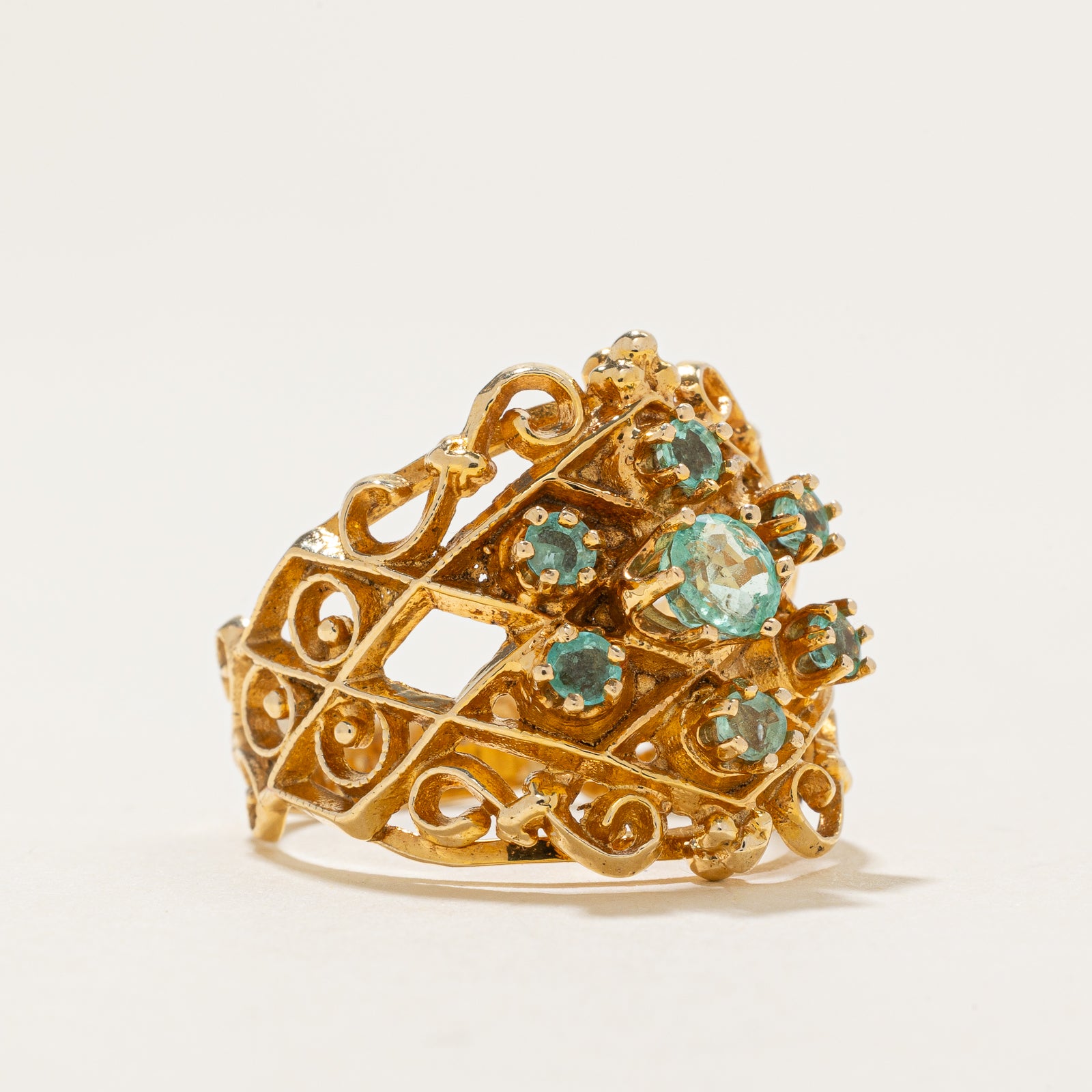 Emerald Ornate Cocktail Ring | 0.50ctw | SZ 6.25