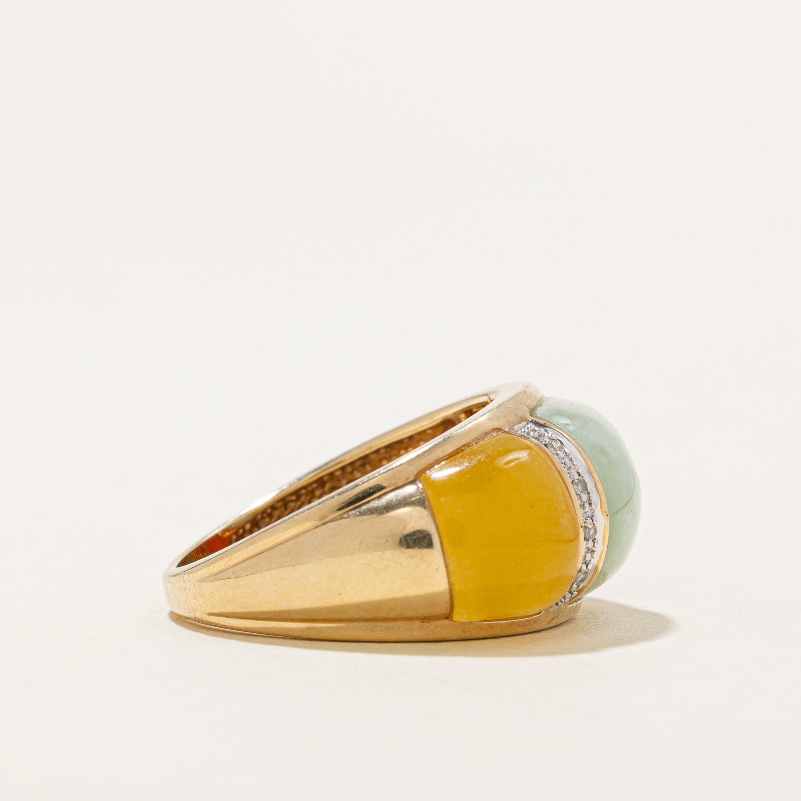 Multi Coloured Jadeite & Diamond Dome Ring | 10.00ctw, 0.03ct | SZ 7