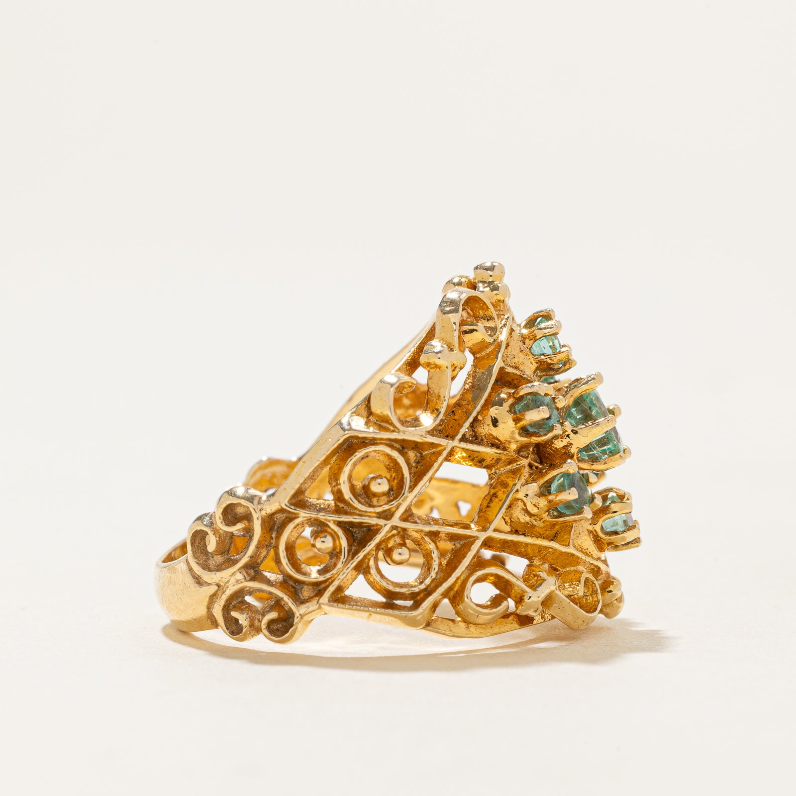 Emerald Ornate Cocktail Ring | 0.50ctw | SZ 6.25