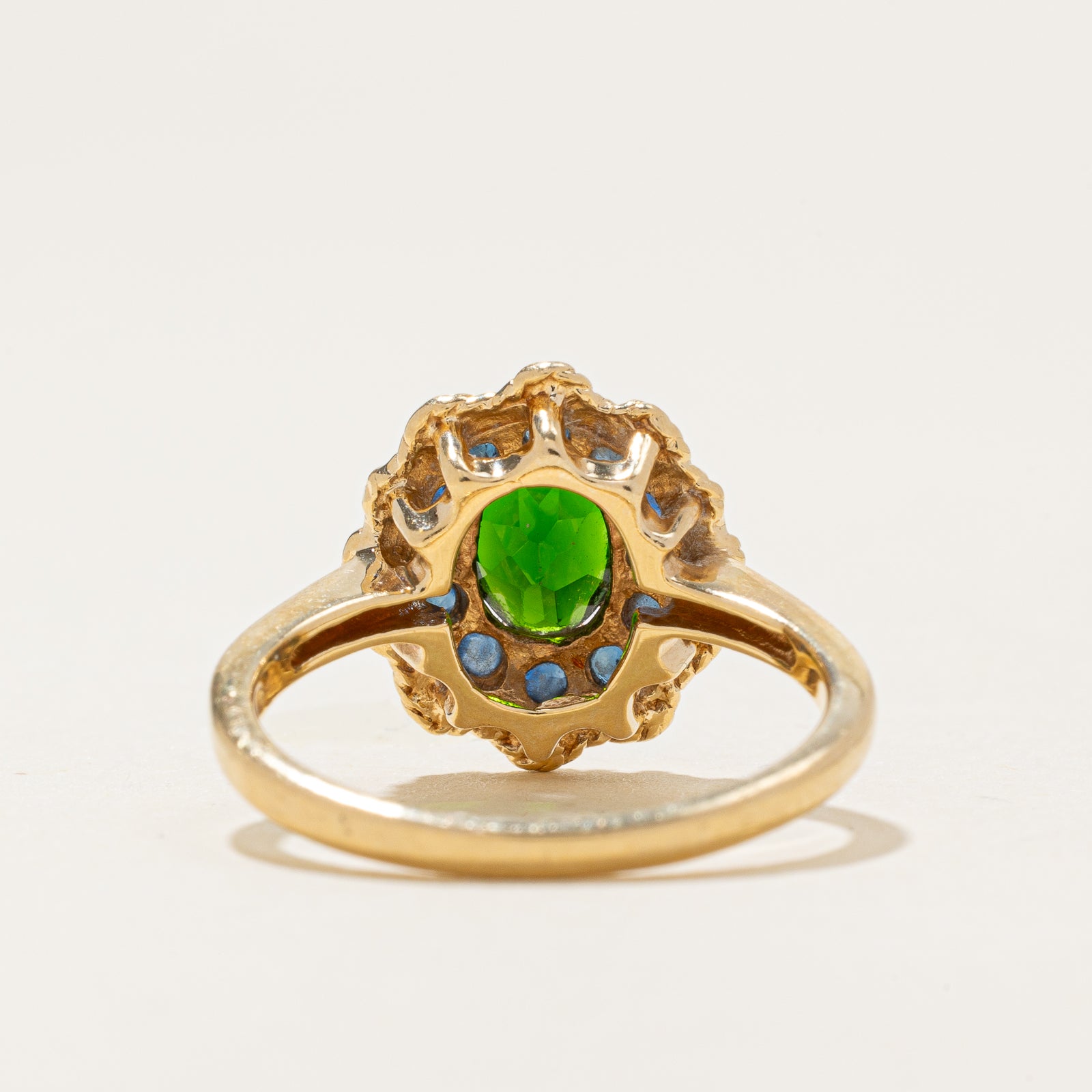 Chrome Diopside & Sapphire Halo Ring | 1.35ctw | SZ 7